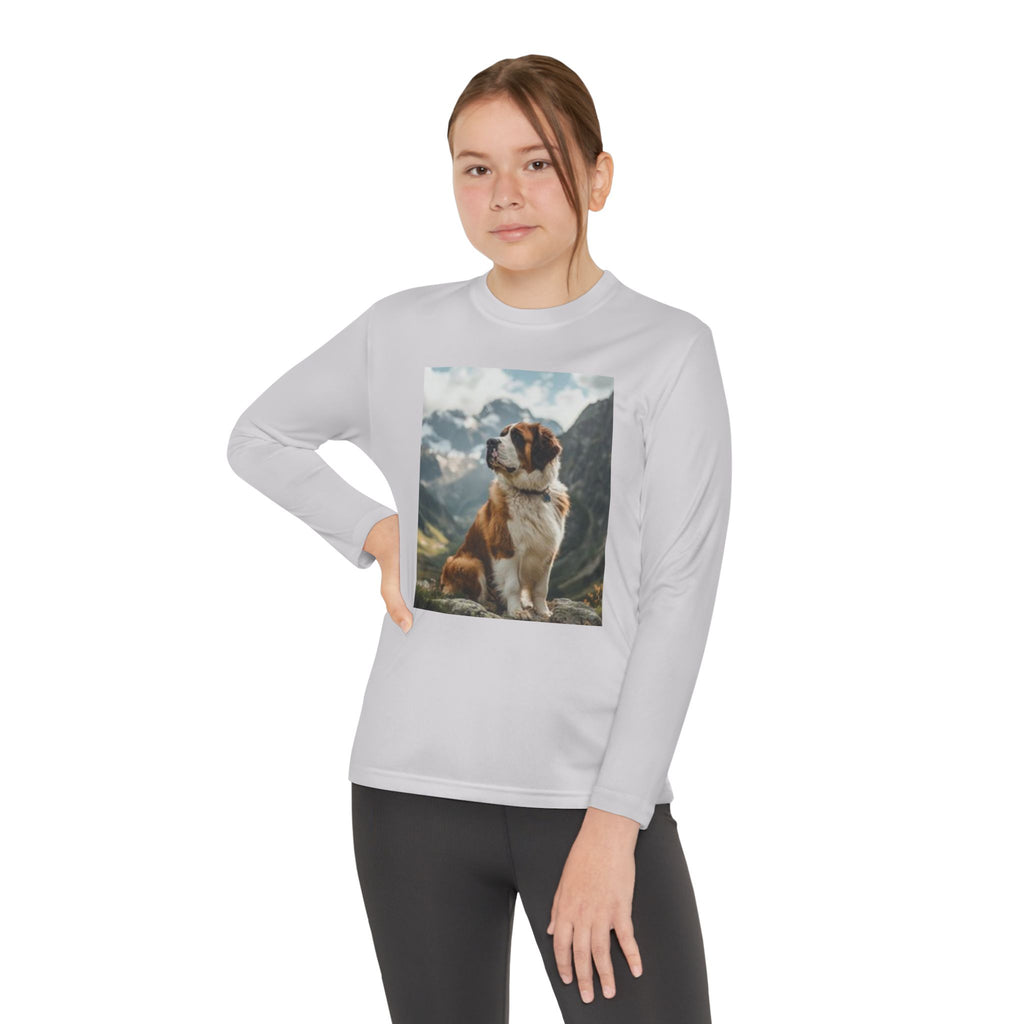 Youth Long Sleeve Tee — St. Bernard Mountain Dog Print