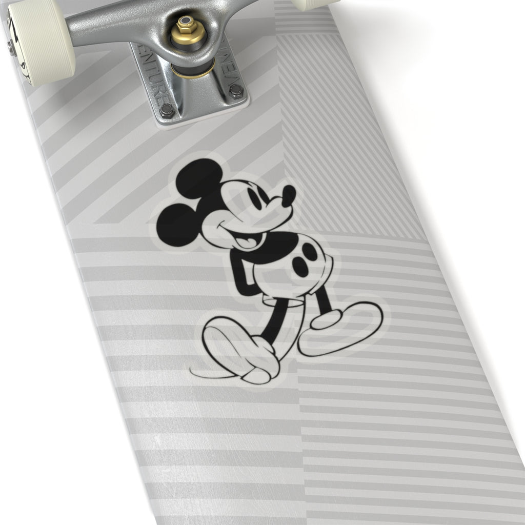 Vintage Cartoon Mouse Sticker — Retro Black & White Kiss-Cut Decal for Laptops, Water Bottles, and Scrapbooks