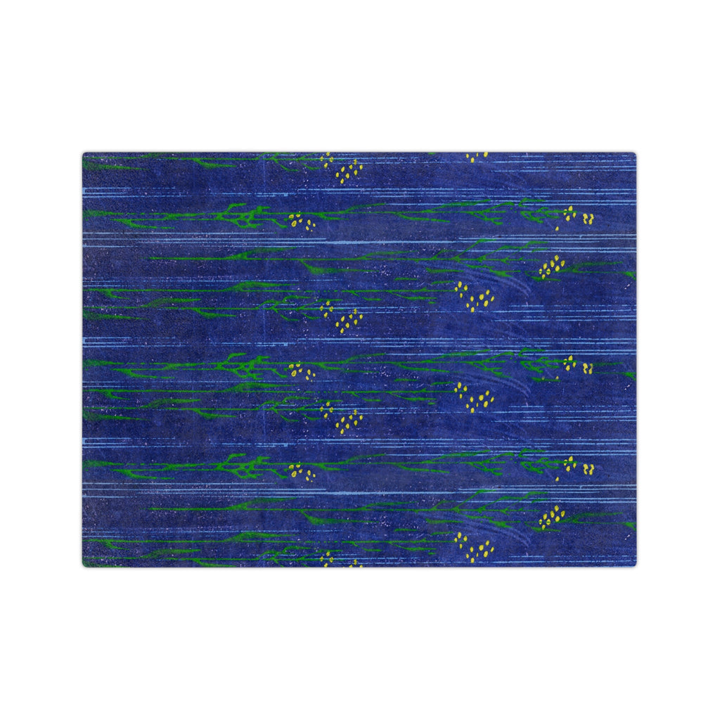 Blue Floral Velveteen Microfiber Blanket — Cozy Botanical Throw