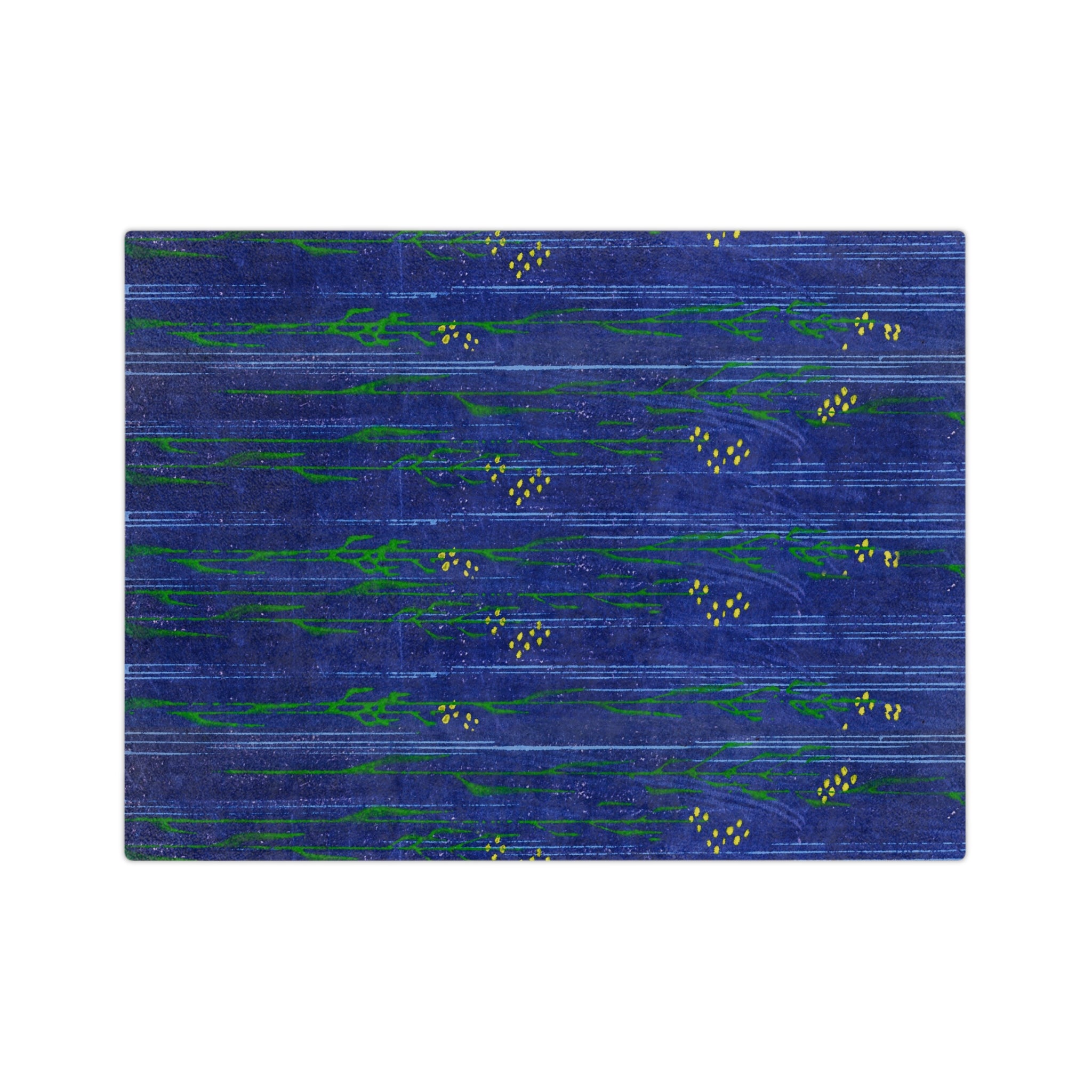 Blue Floral Velveteen Microfiber Blanket — Cozy Botanical Throw