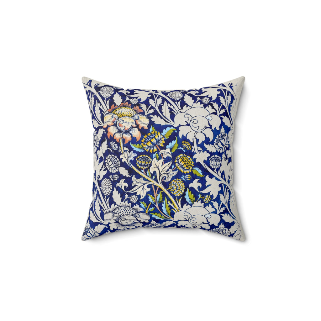 Floral William Morris–Style Navy Decorative Pillow