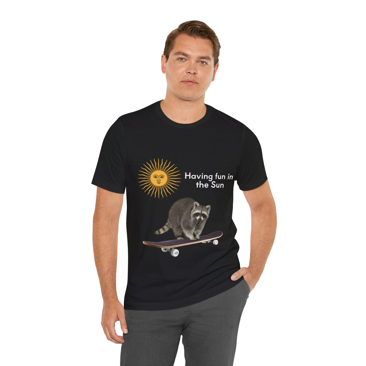 Raccoon Riding Skateboard T-Shirt — Cute Skate & Wildlife Graphic Tee