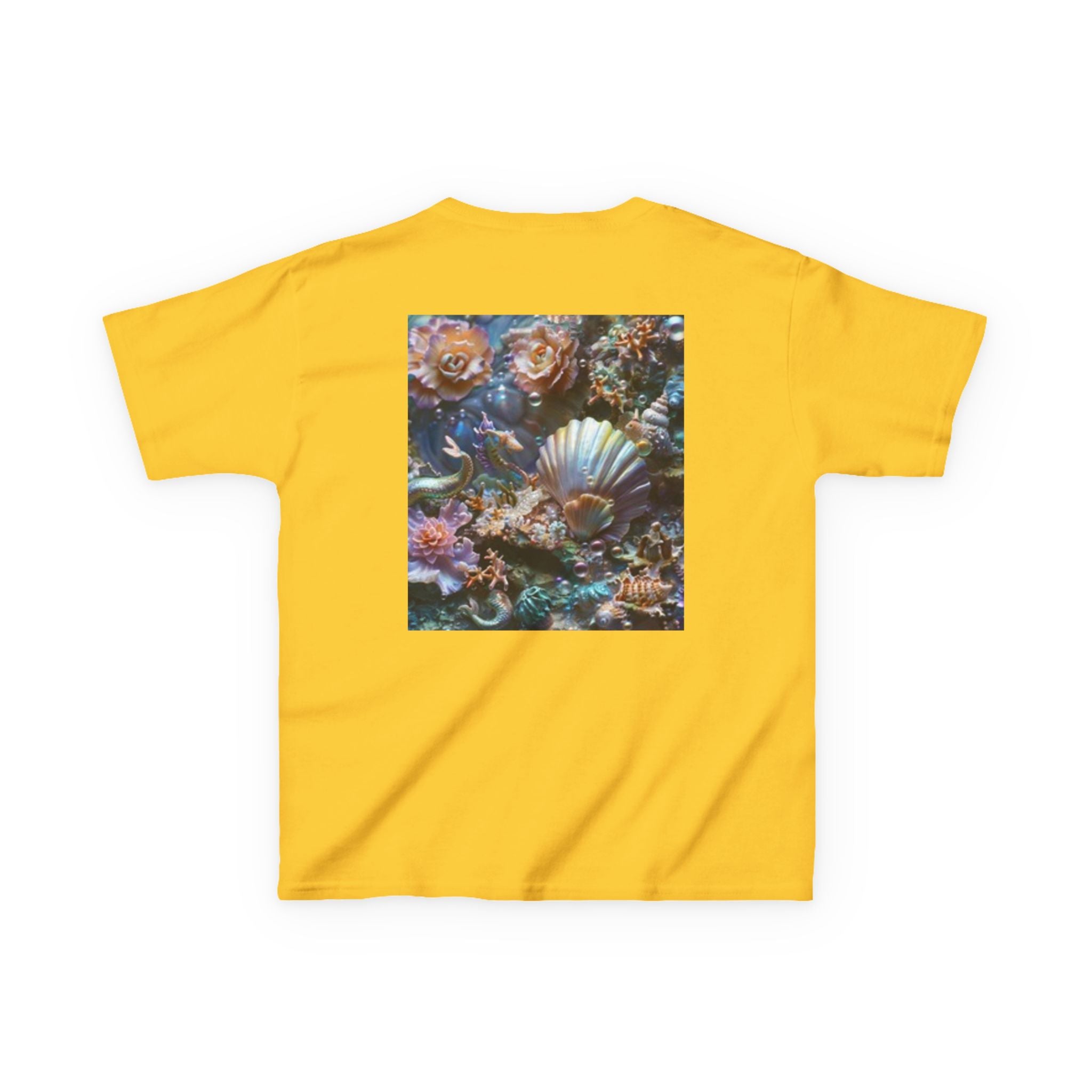 Kids Dolphin Sunset & Shells T-Shirt — Colorful Underwater Ocean Scene