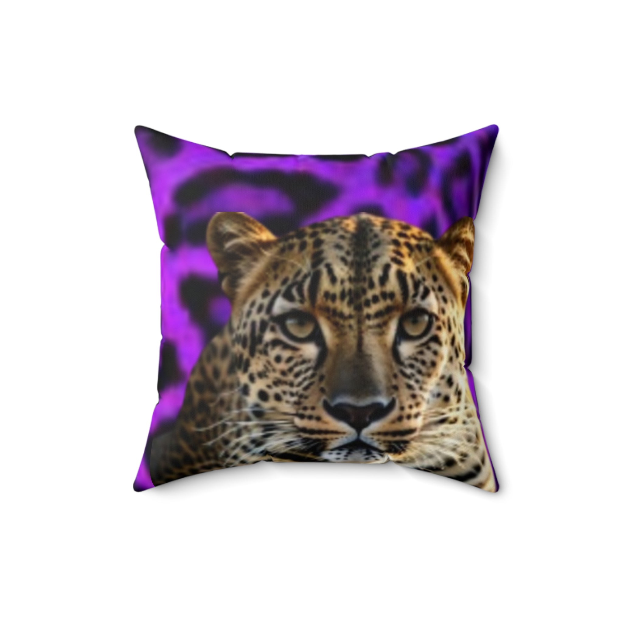 Oreiller en faux suède imprimé léopard — Coussin d'appoint à motif animalier violet