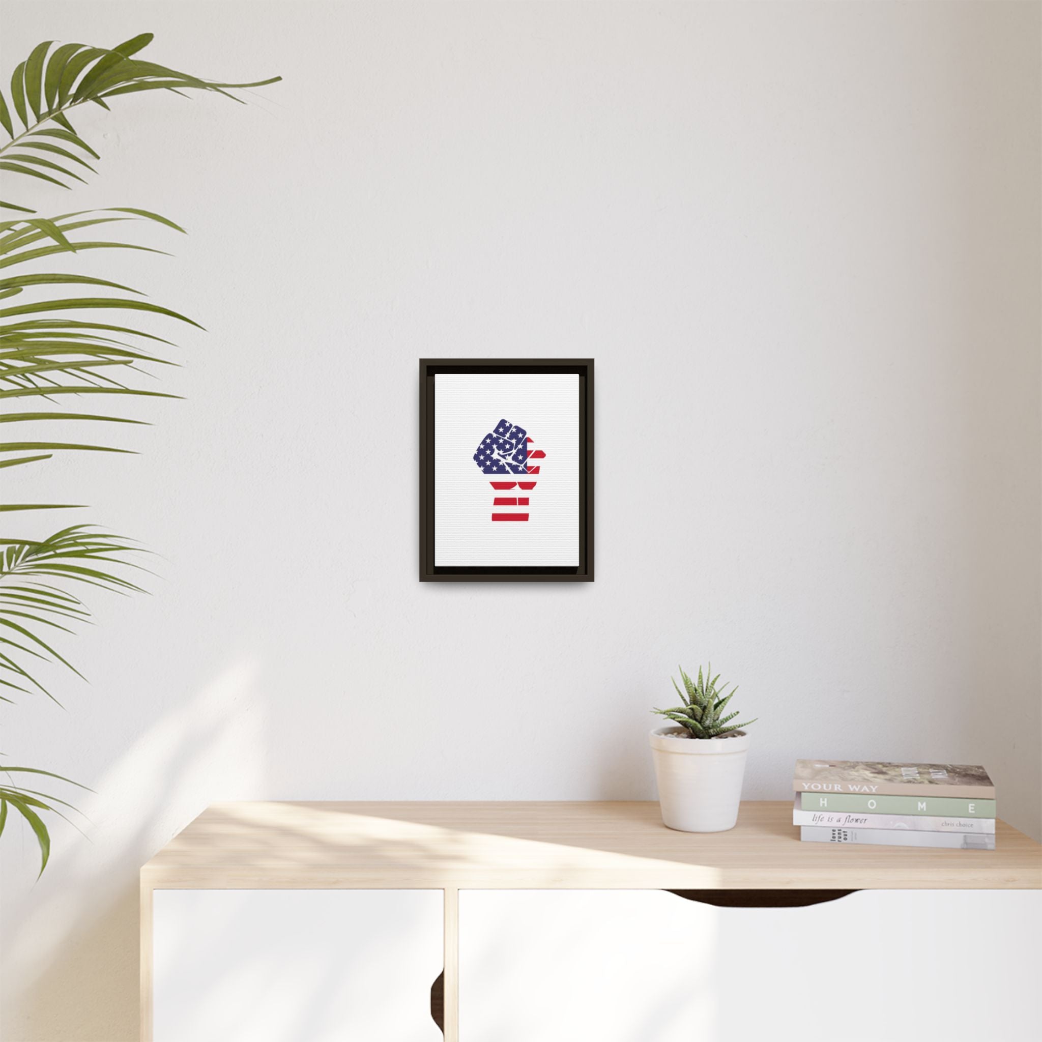 Framed Canvas Print – American Flag Fist Wall Art