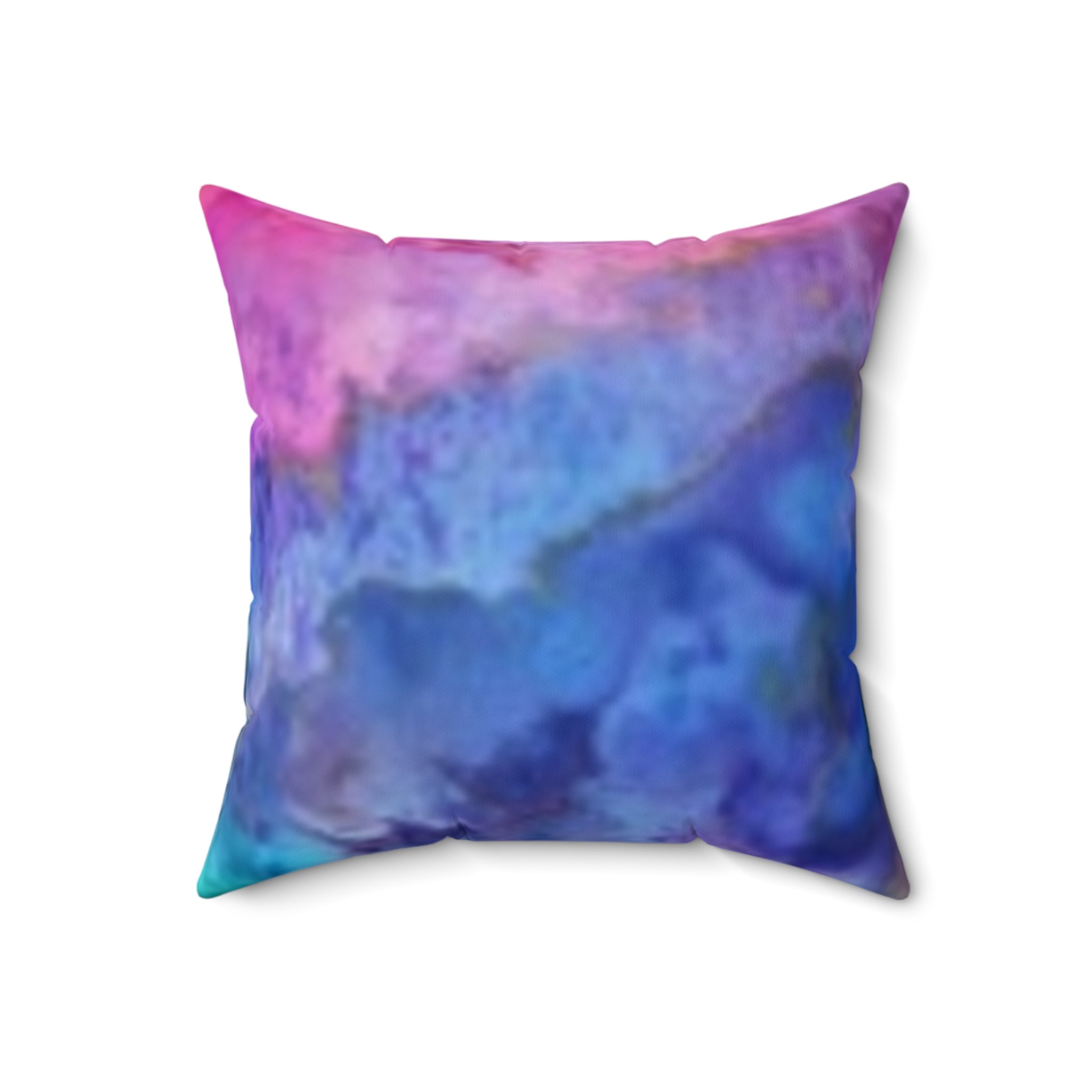 Watercolor Abstract Throw Pillow — Vibrant Pink Blue Decorative Cushion