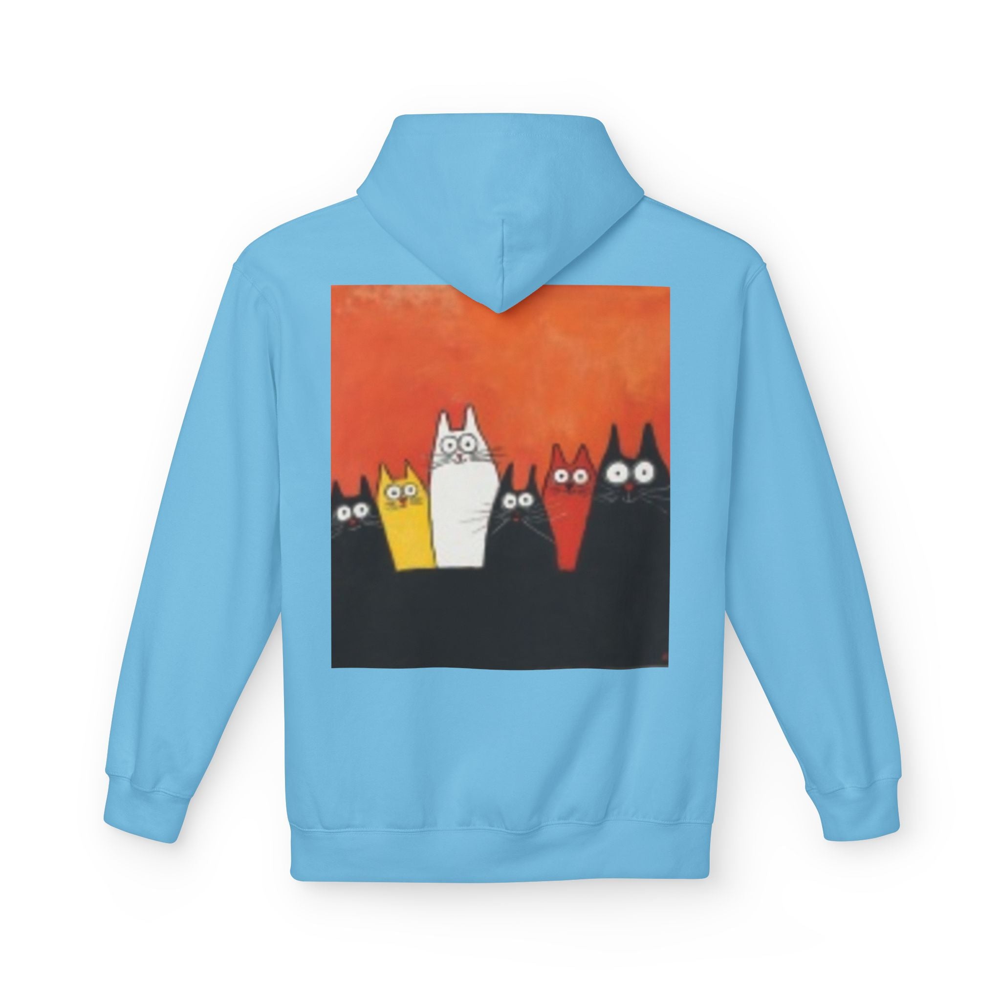 Women's Cute Cat Trio Hoodie – Whimsical Orange & Black Cat Graphic Pullover