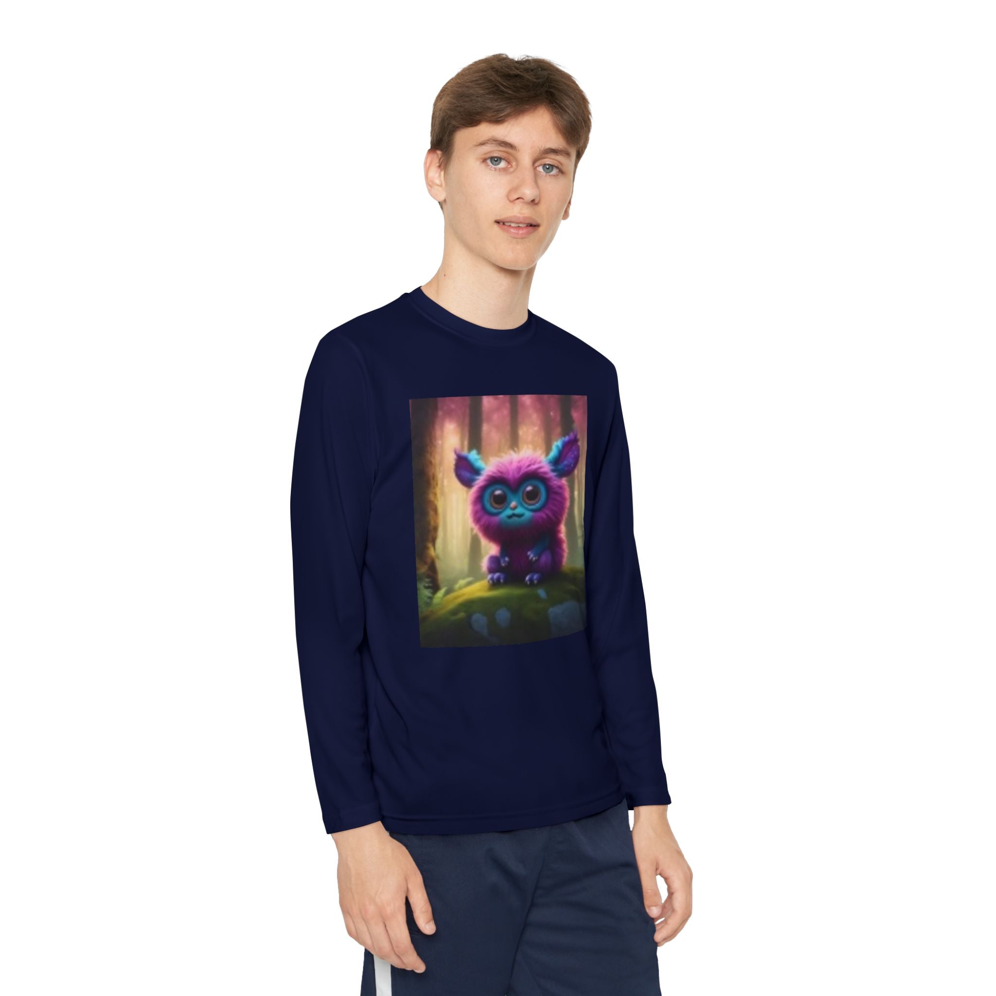 Youth Long Sleeve Tee – Cute Neon Forest Creature Graphic