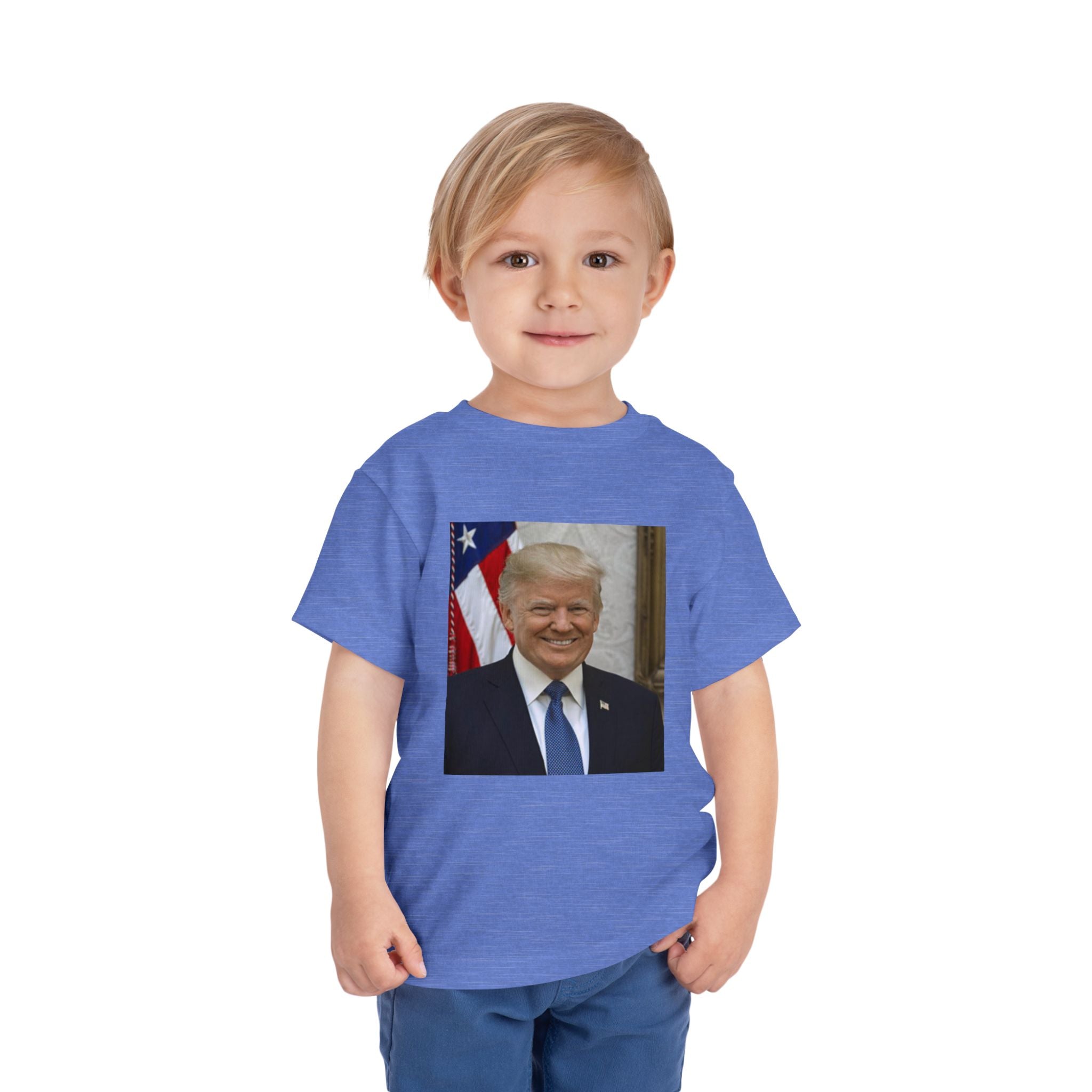 Toddler Tee with Patriotic Portrait & Flag Graphic