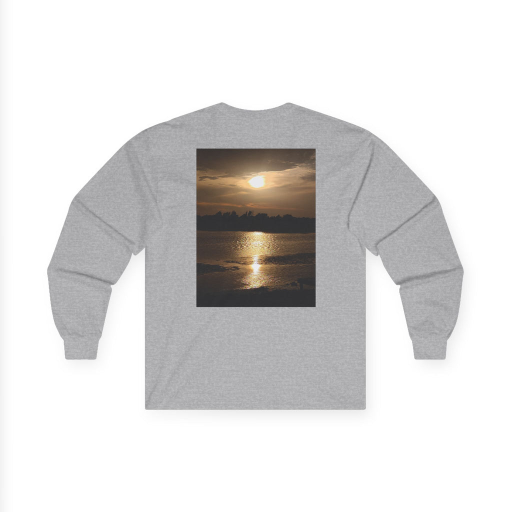 Forest Deer Sunset Long Sleeve Tee — Nature Silhouette Graphic Shirt