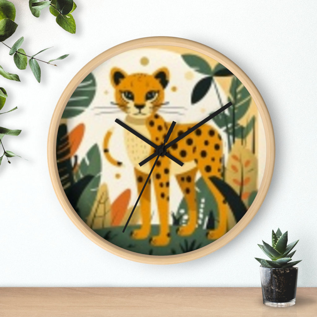 Cheetah Jungle Wall Clock — Cute Safari Nursery & Children  Decor
