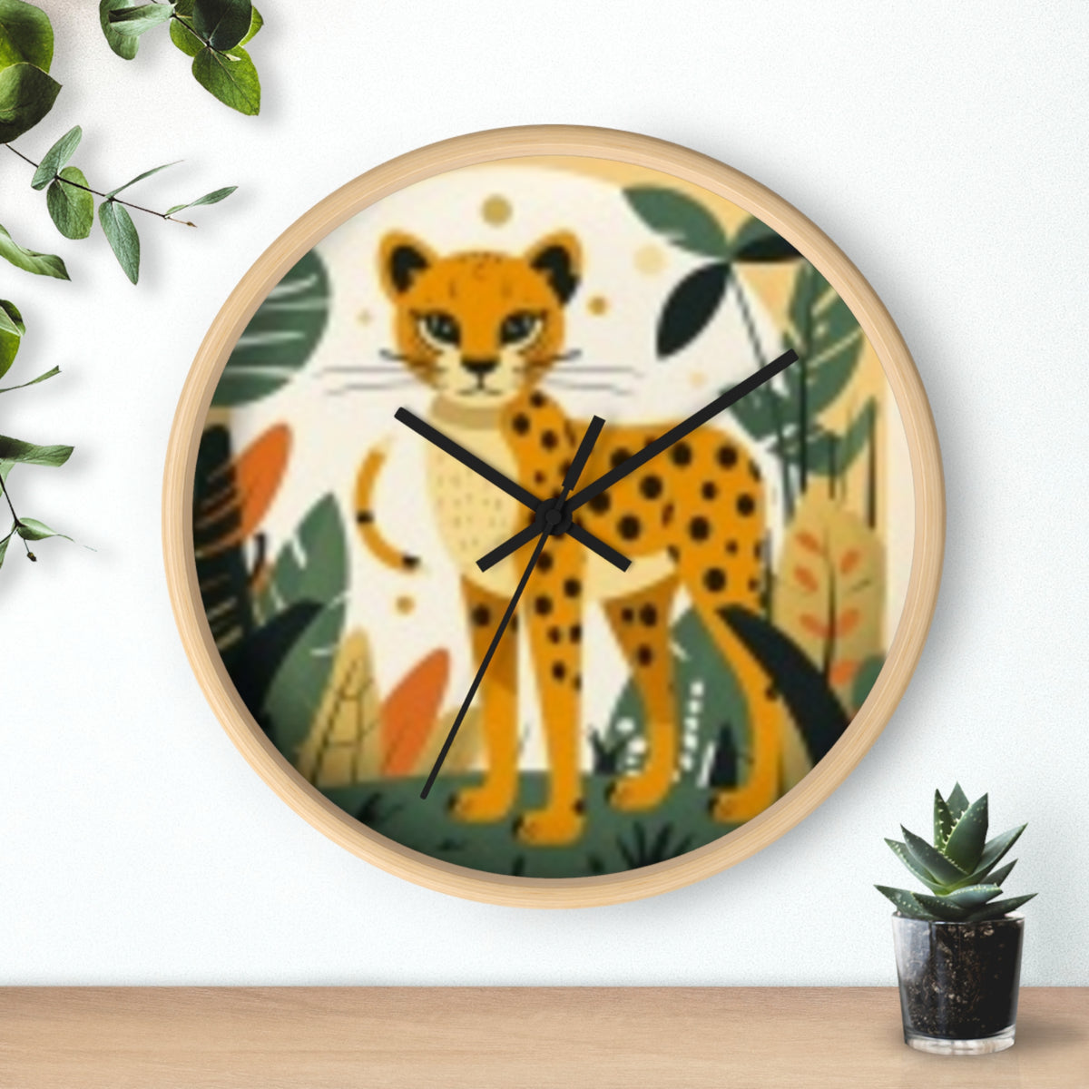 Cheetah Jungle Wall Clock — Cute Safari Nursery & Children  Decor