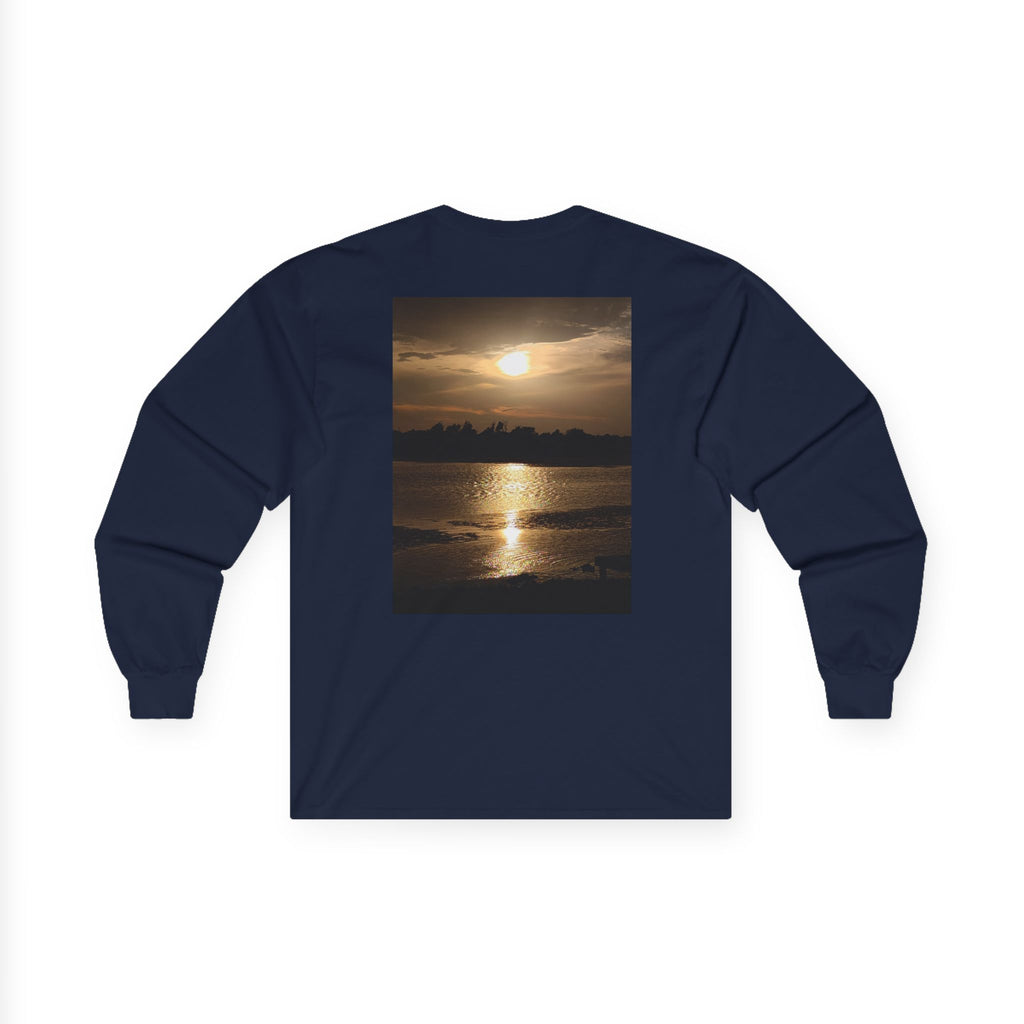 Forest Deer Sunset Long Sleeve Tee — Nature Silhouette Graphic Shirt