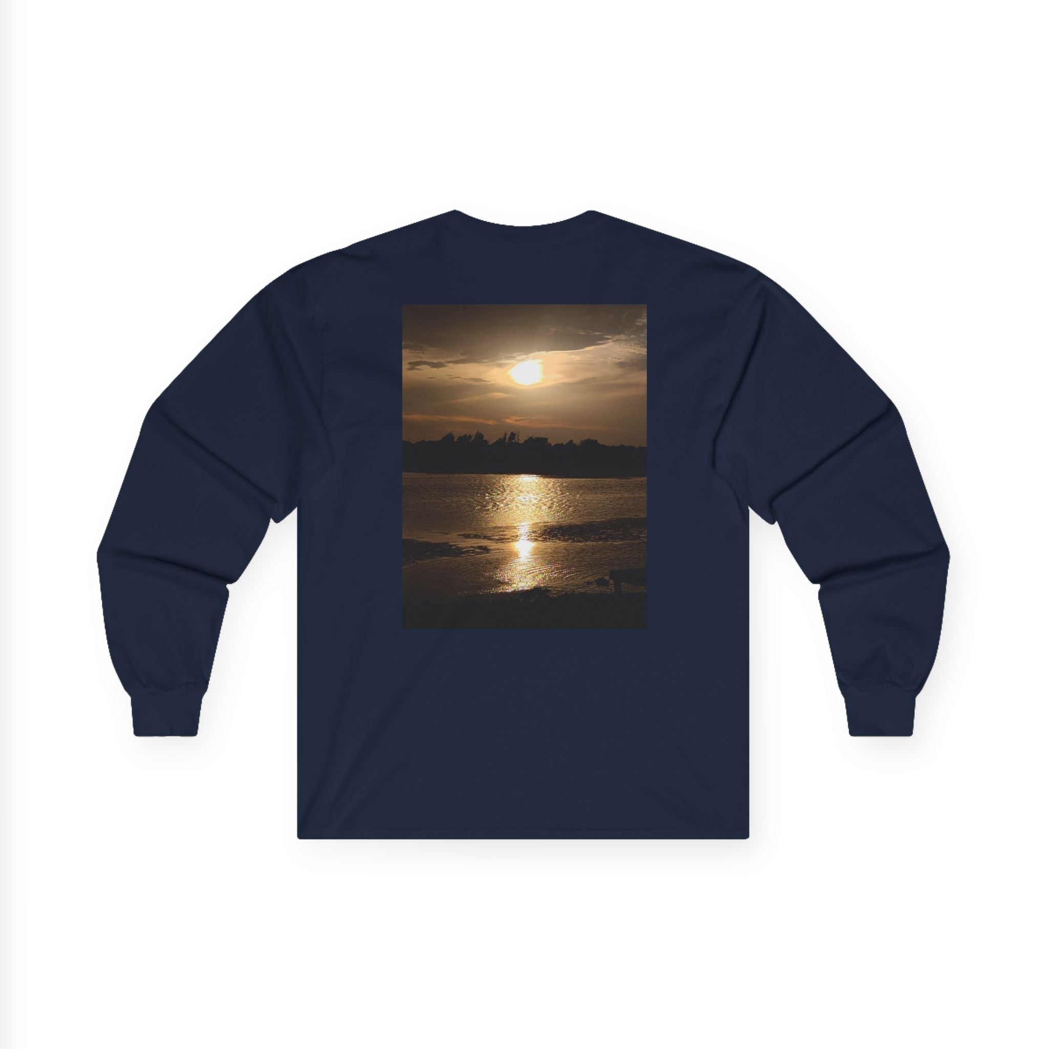 Forest Deer Sunset Long Sleeve Tee — Nature Silhouette Graphic Shirt