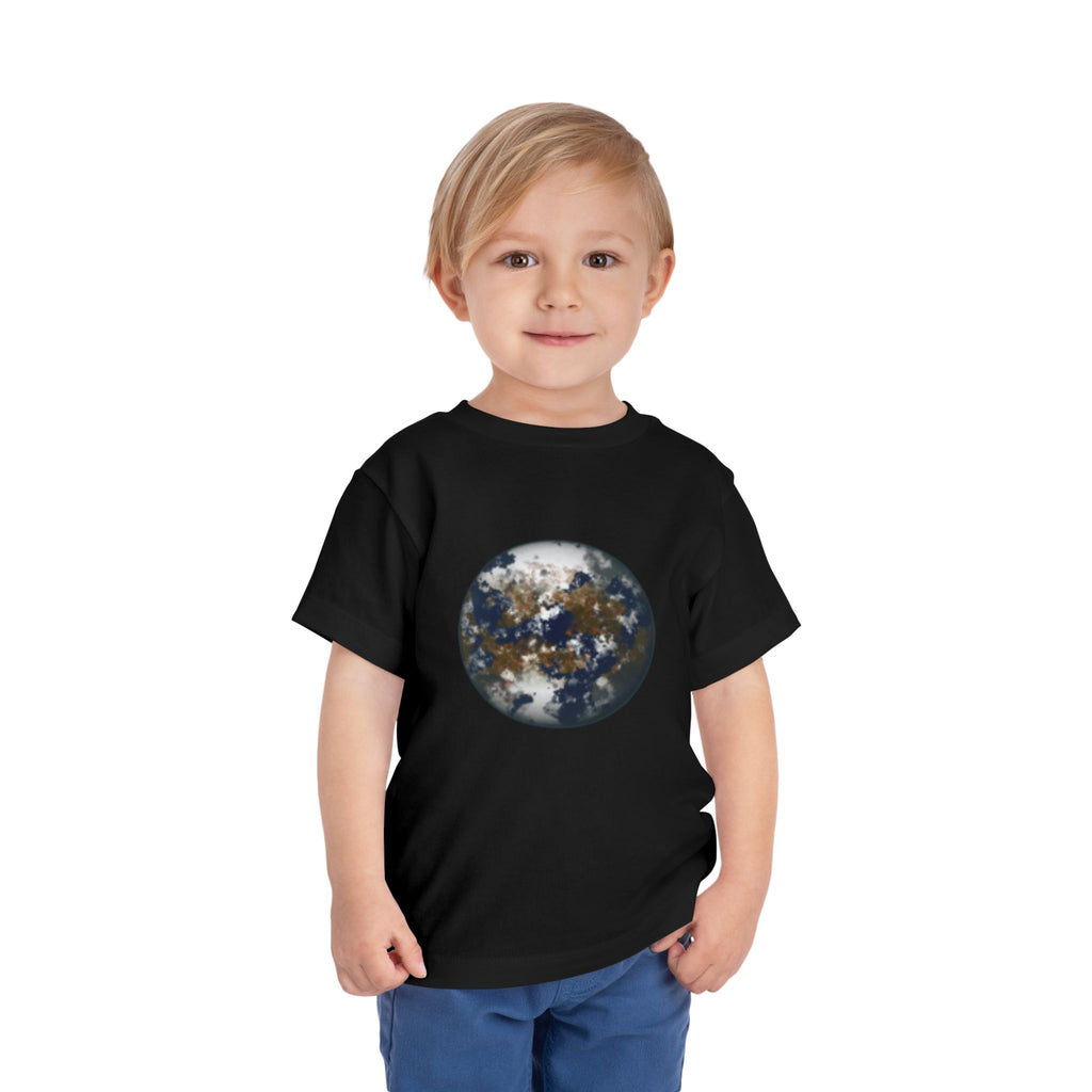 Toddler Tee with Earth Globe & Earth Facts Graphic — Kids Space & Nature Shirt