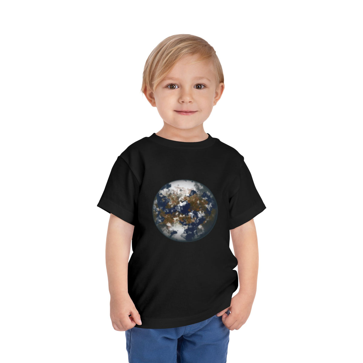 Toddler Tee with Earth Globe & Earth Facts Graphic — Kids Space & Nature Shirt