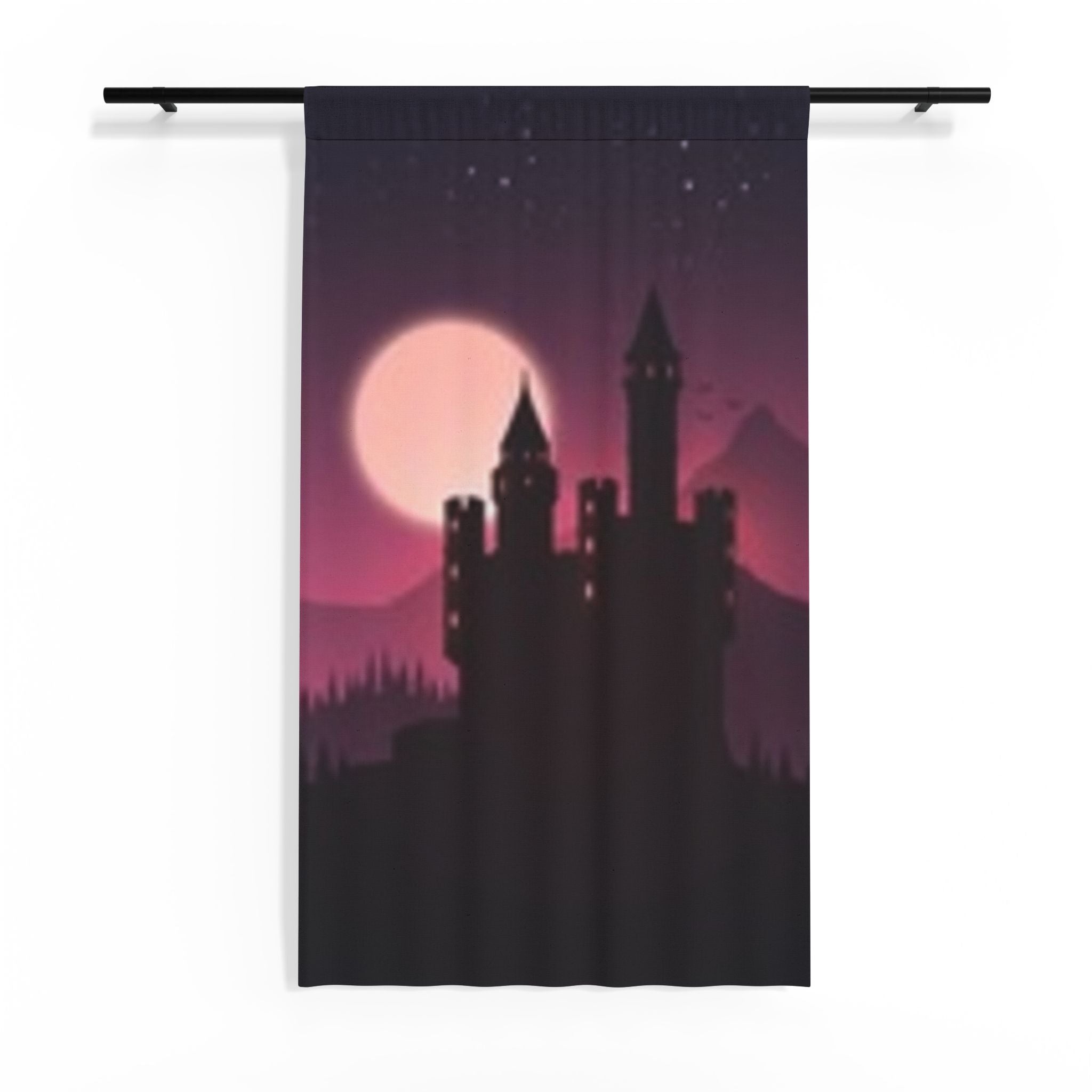 Sheer Curtain — Purple Moonlit Castle Window Panel