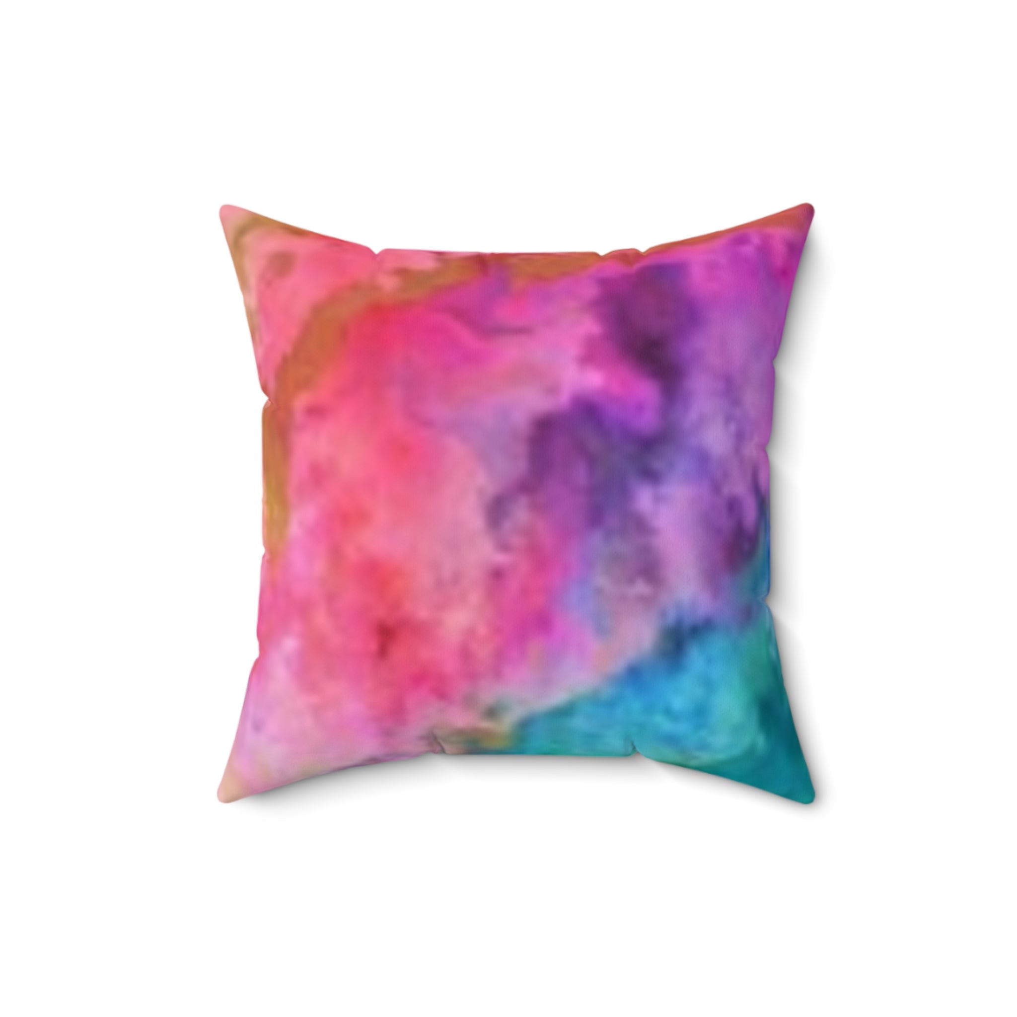Coussin décoratif abstrait à l'aquarelle — Rose et bleu vifs