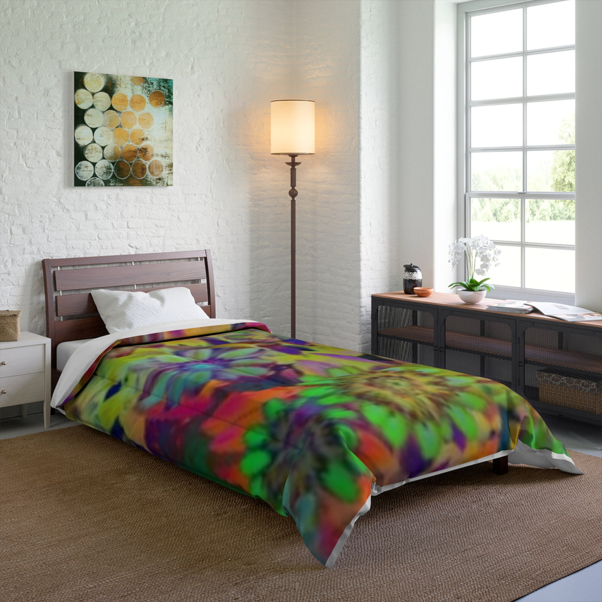 Psychedelic Floral Comforter – Vibrant Boho Flower Bedding