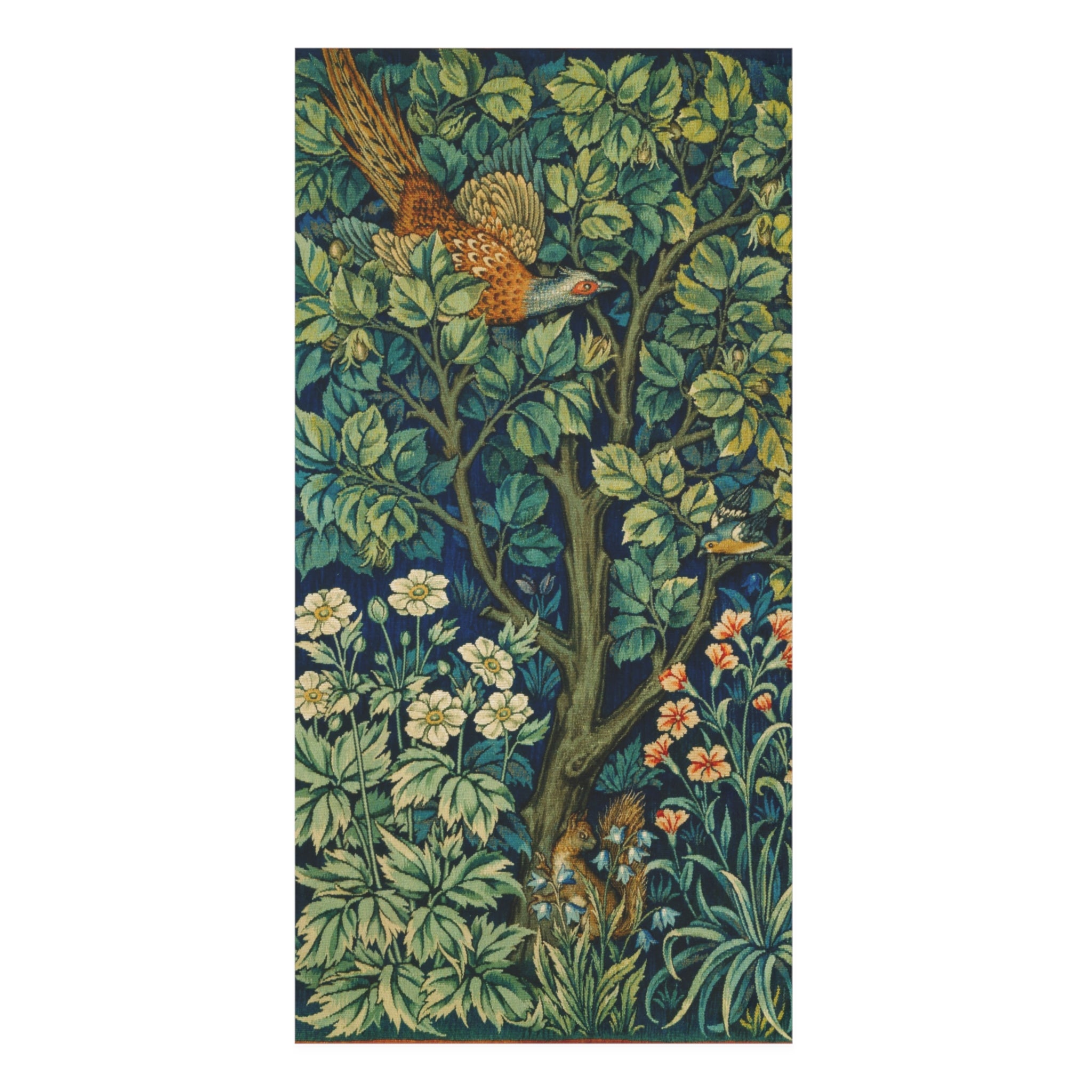 Vintage Botanical Beach & Bath Cotton Towel — Pheasant & Floral Garden Print