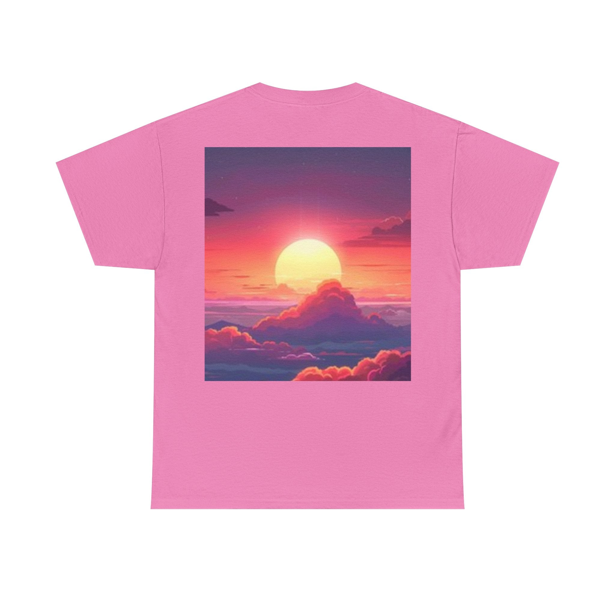 Mythic Sunset Portrait Tee — Artistic Goddess & Vibrant Sunset Graphic T-Shirt