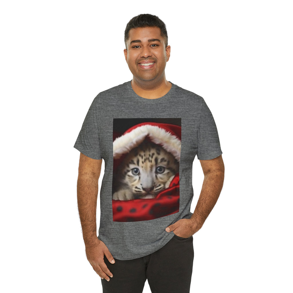 Christmas Snow Leopard Cub T-Shirt — Cute Holiday Cat Tee