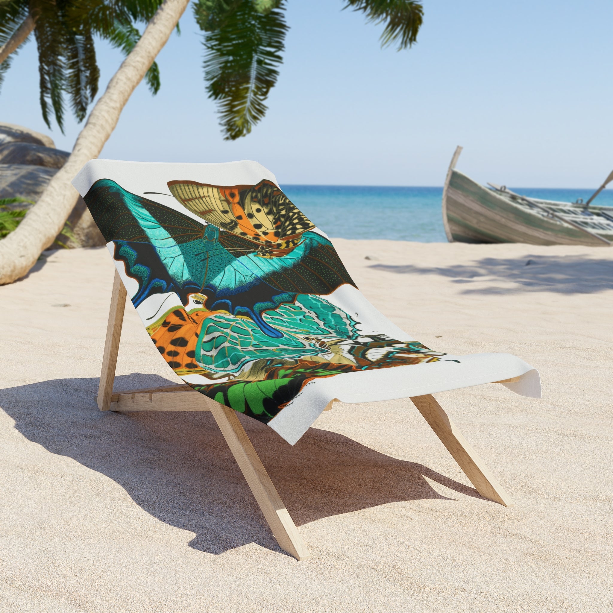 Butterfly Collage Beach Towel — Colorful Tropical Butterflies Print