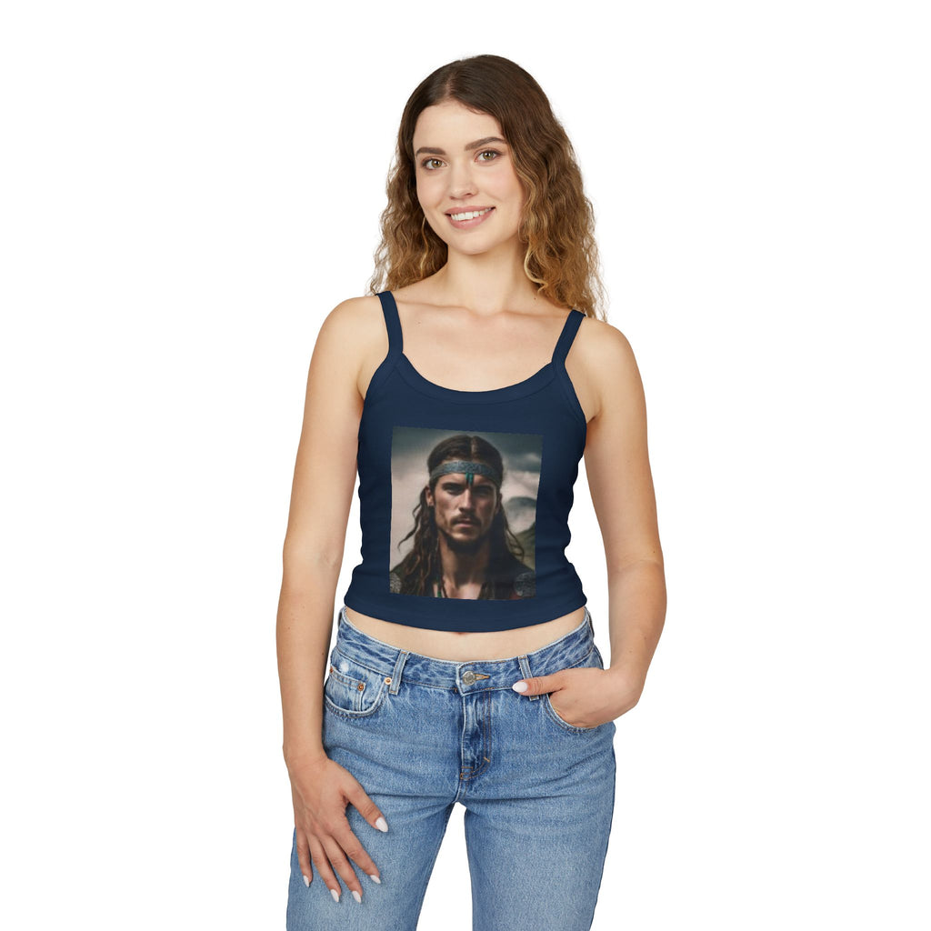 Wolf Spirit Crop Tank — Boho Native-Inspired Women's Spaghetti Strap Top
