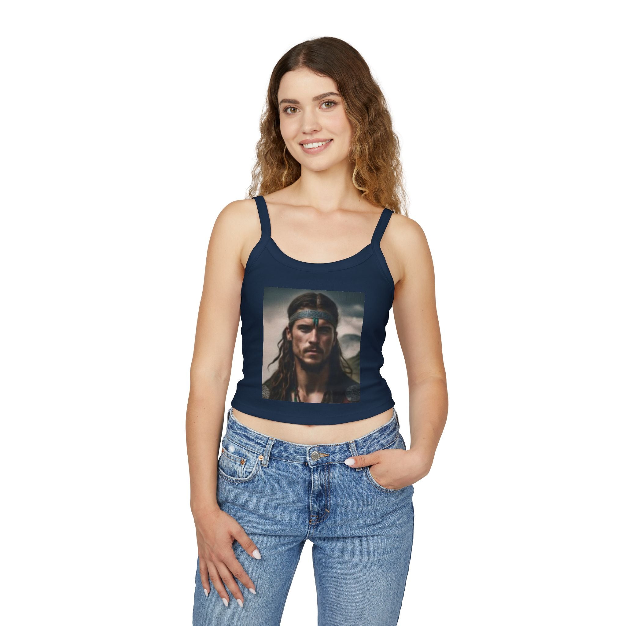 Wolf Spirit Crop Tank — Boho Native-Inspired Women's Spaghetti Strap Top