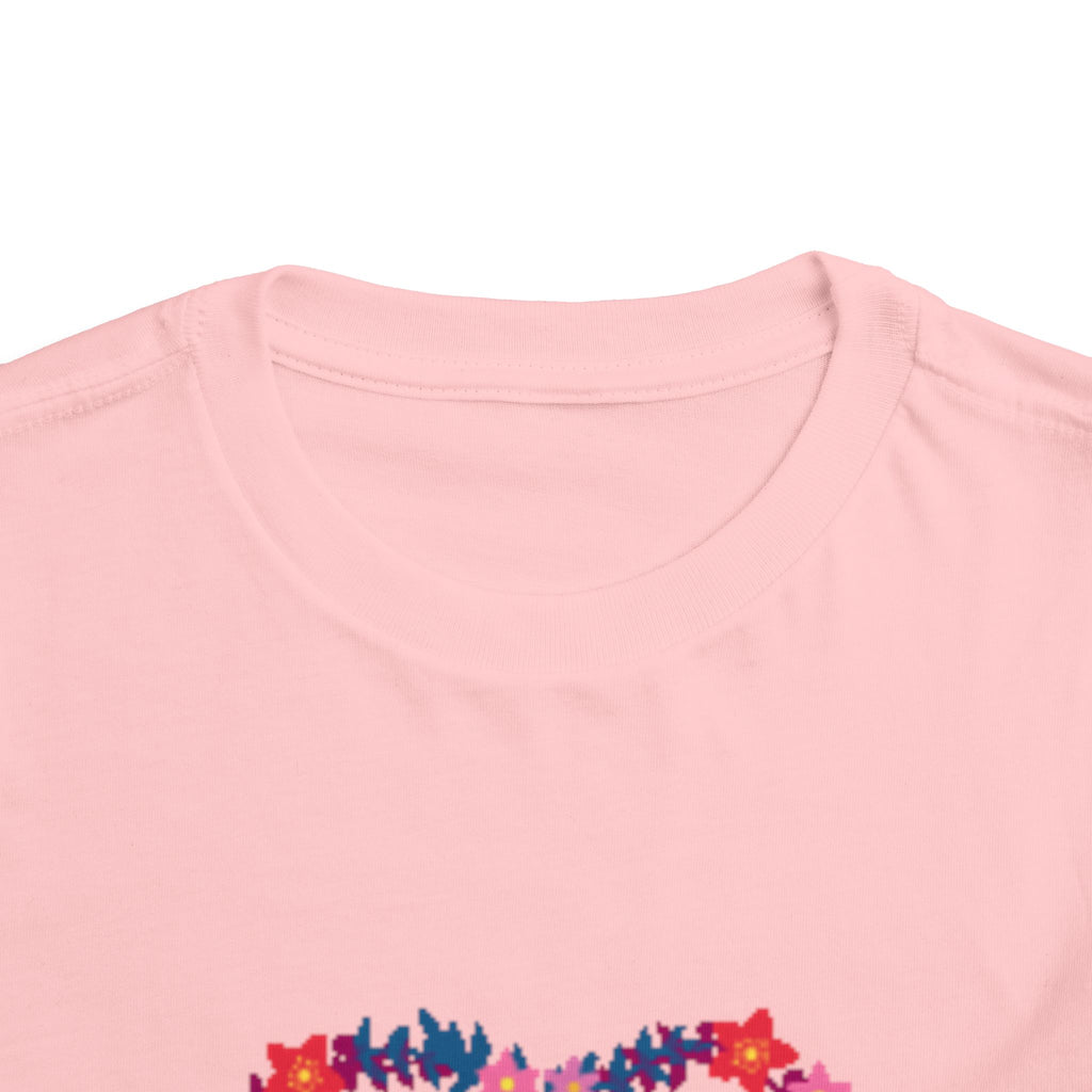 Toddler Tee — Floral Heart Graphic Kids' Short Sleeve Shirt