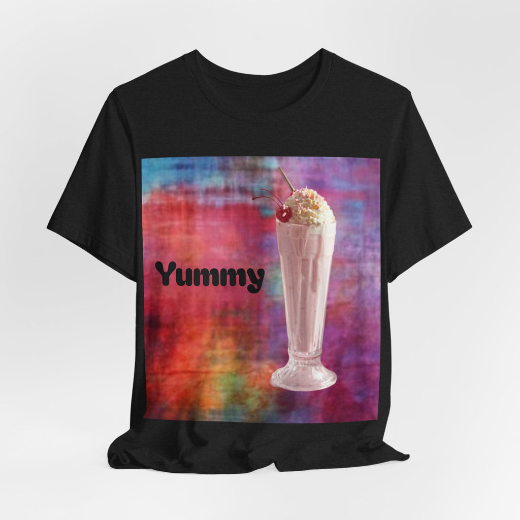 Yummy Strawberry Milkshake Tee - Retro Colorful Ice Cream Soda Graphic T-Shirt