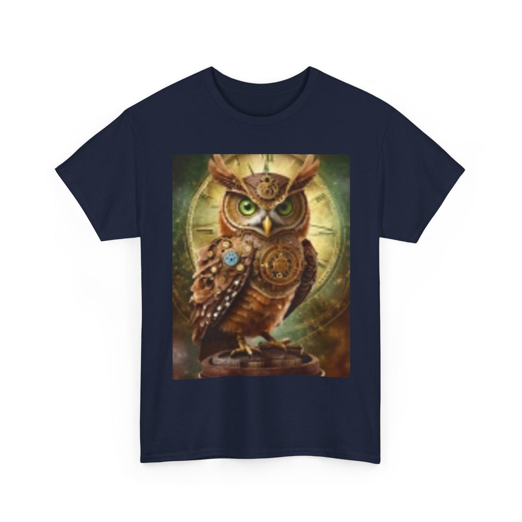 Steampunk Owl Graphic Tee — Vintage Mechanical Owl T-Shirt