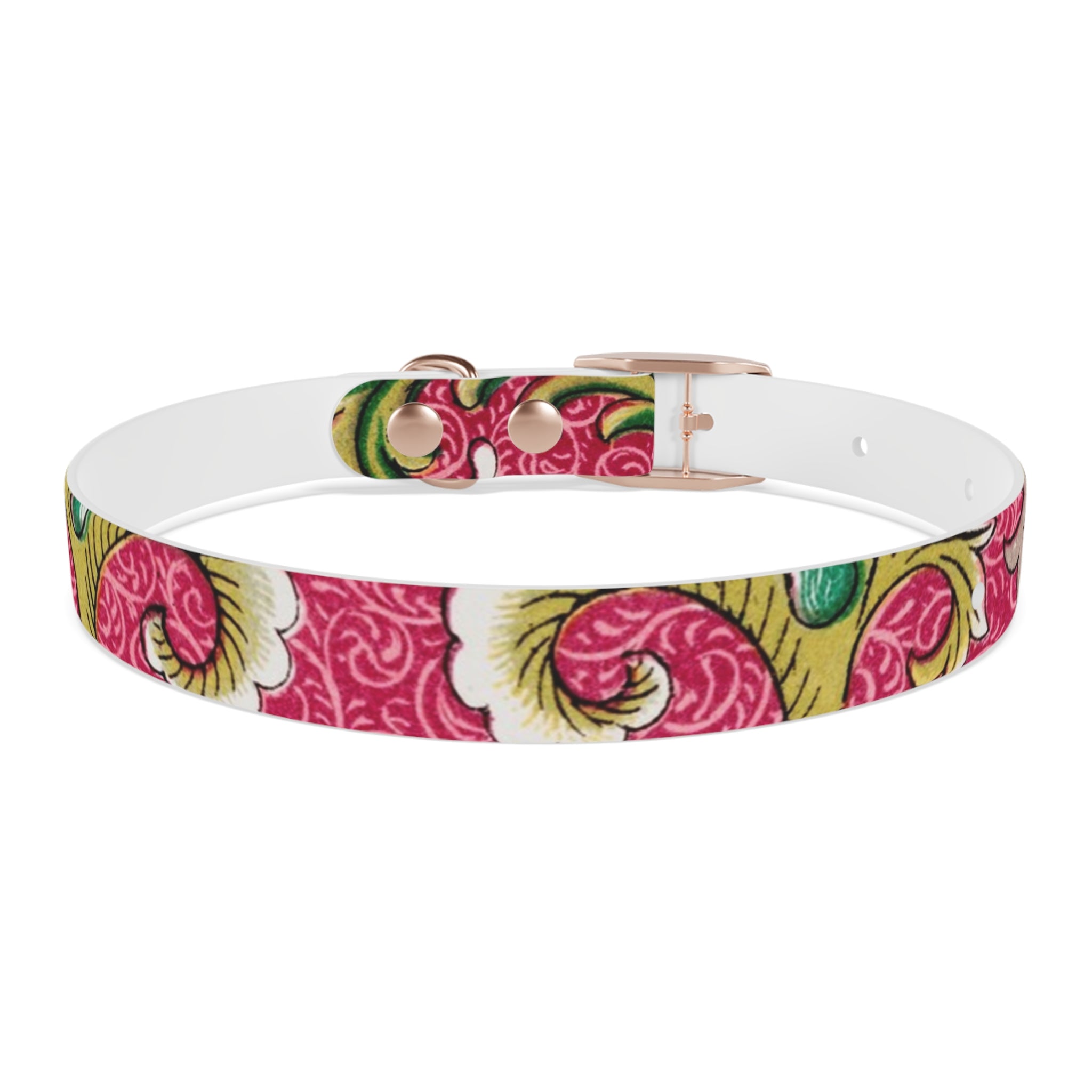 Floral Paisley Dog Collar — Pink Vintage Swirl Pattern