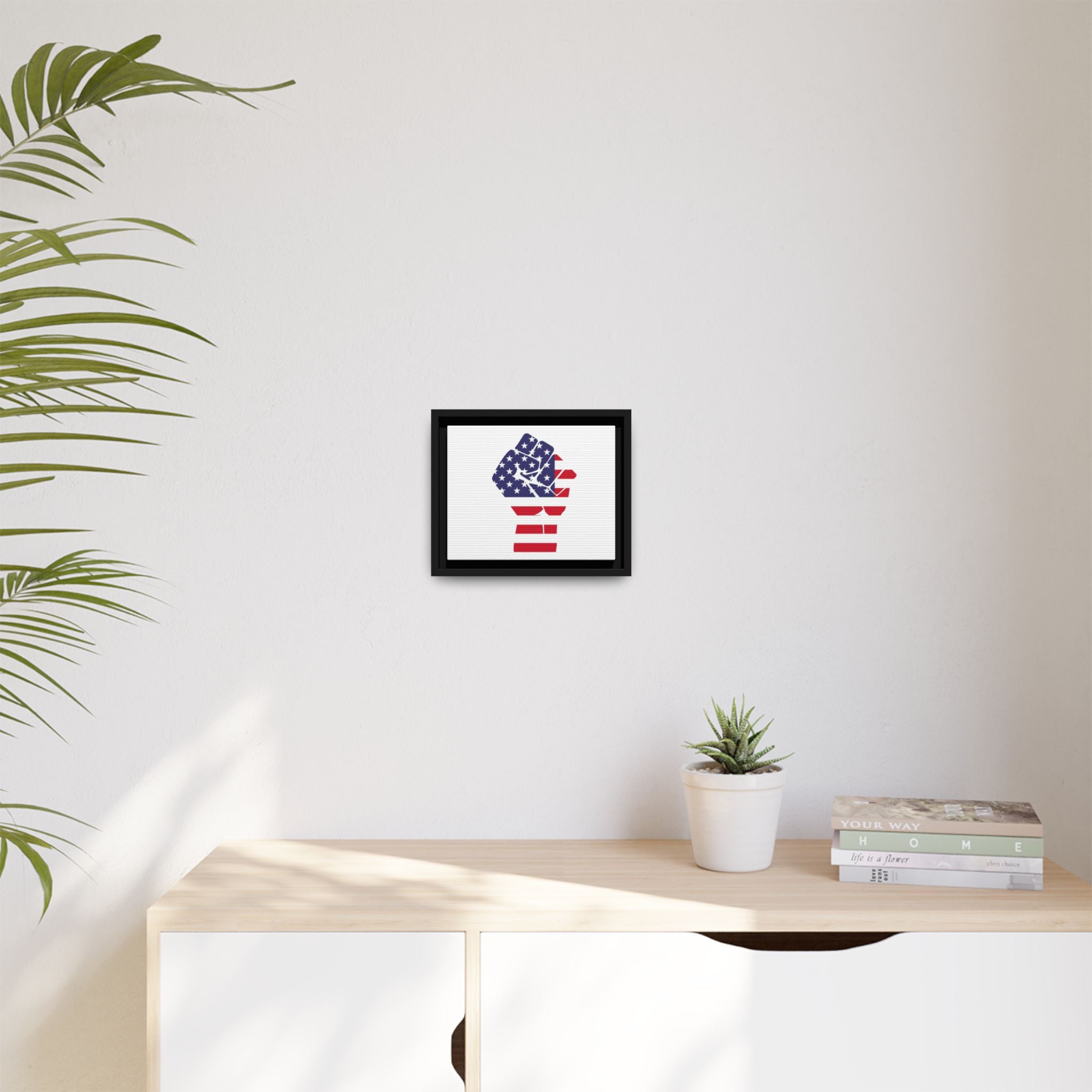 Framed Canvas Print – American Flag Fist Wall Art