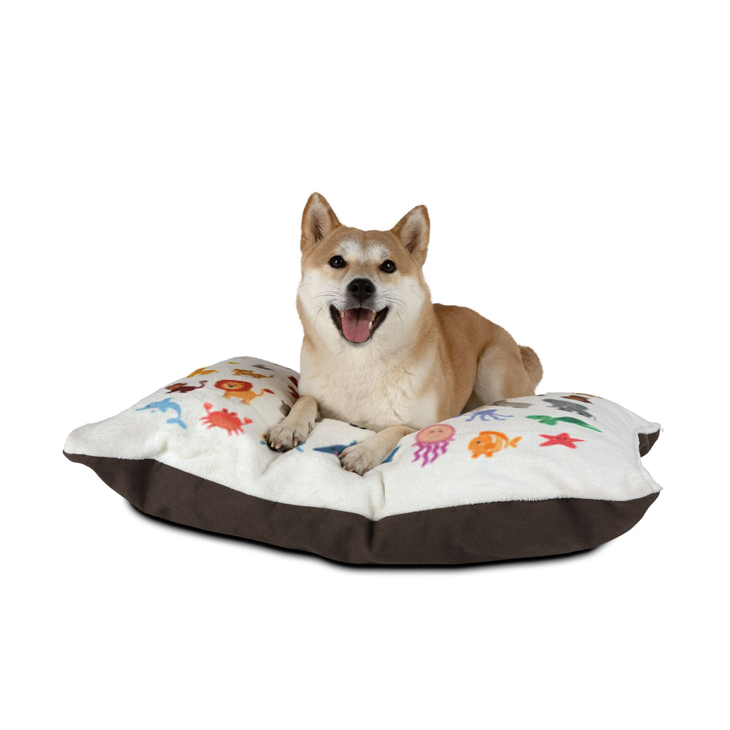 Animal Alphabet Pet Bed — Cute Cartoon Zoo & Ocean Critters Pattern