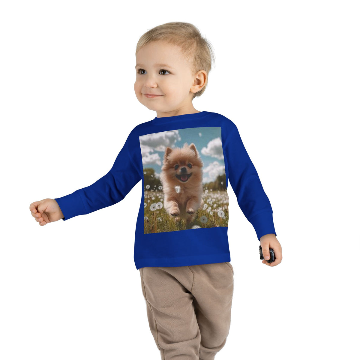 Toddler Tee — Puppy Running through Wildflowers Sleeve Shirt for Kids