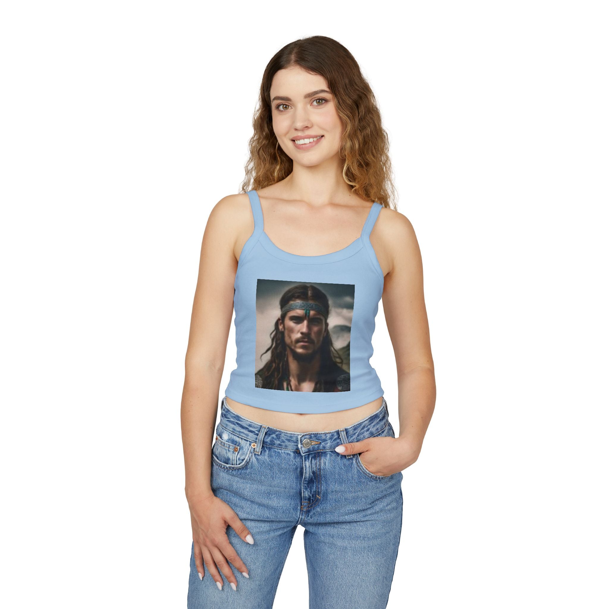 Wolf Spirit Crop Tank — Boho Native-Inspired Women's Spaghetti Strap Top