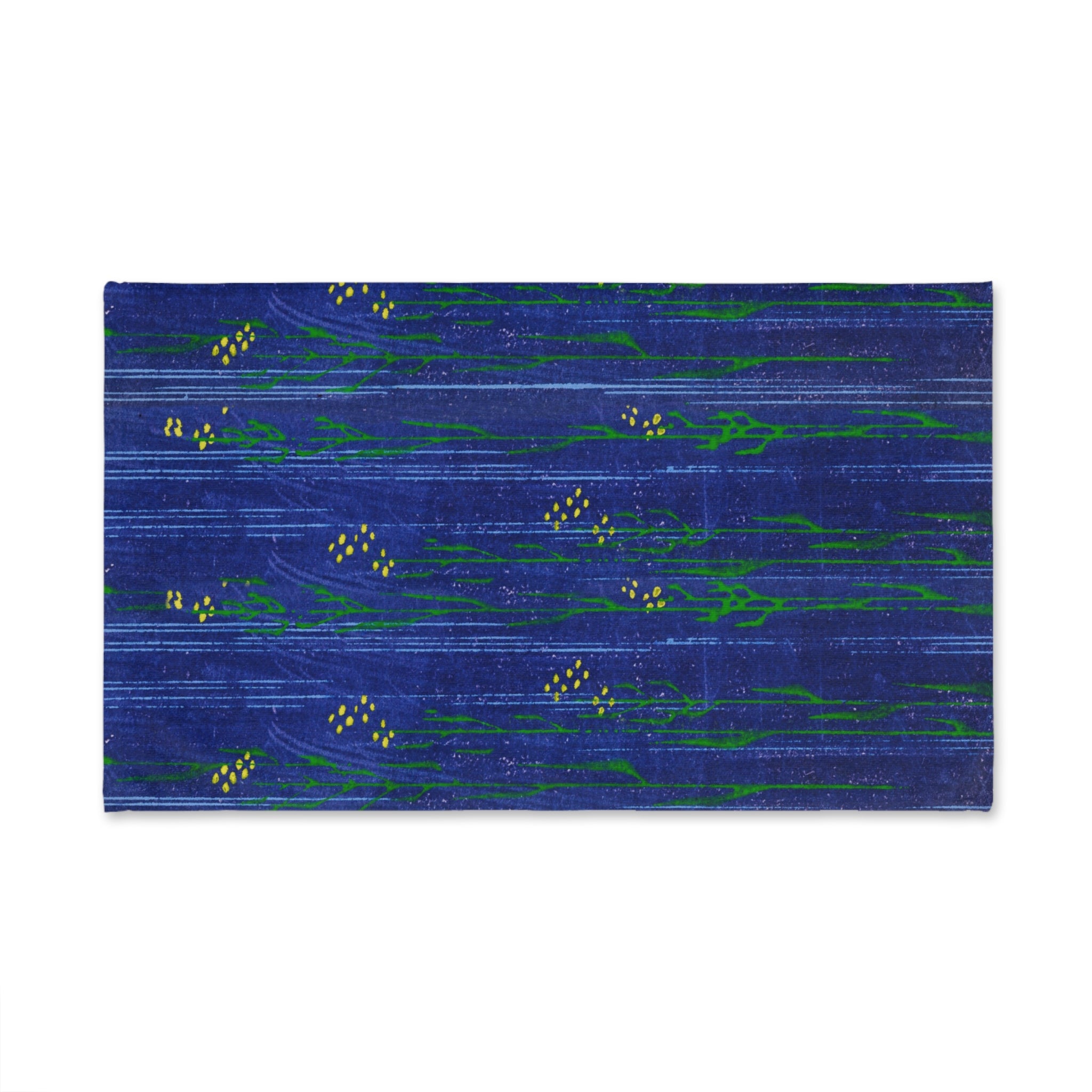 Blue Floral Hand Towel — Striped Wildflower Pattern