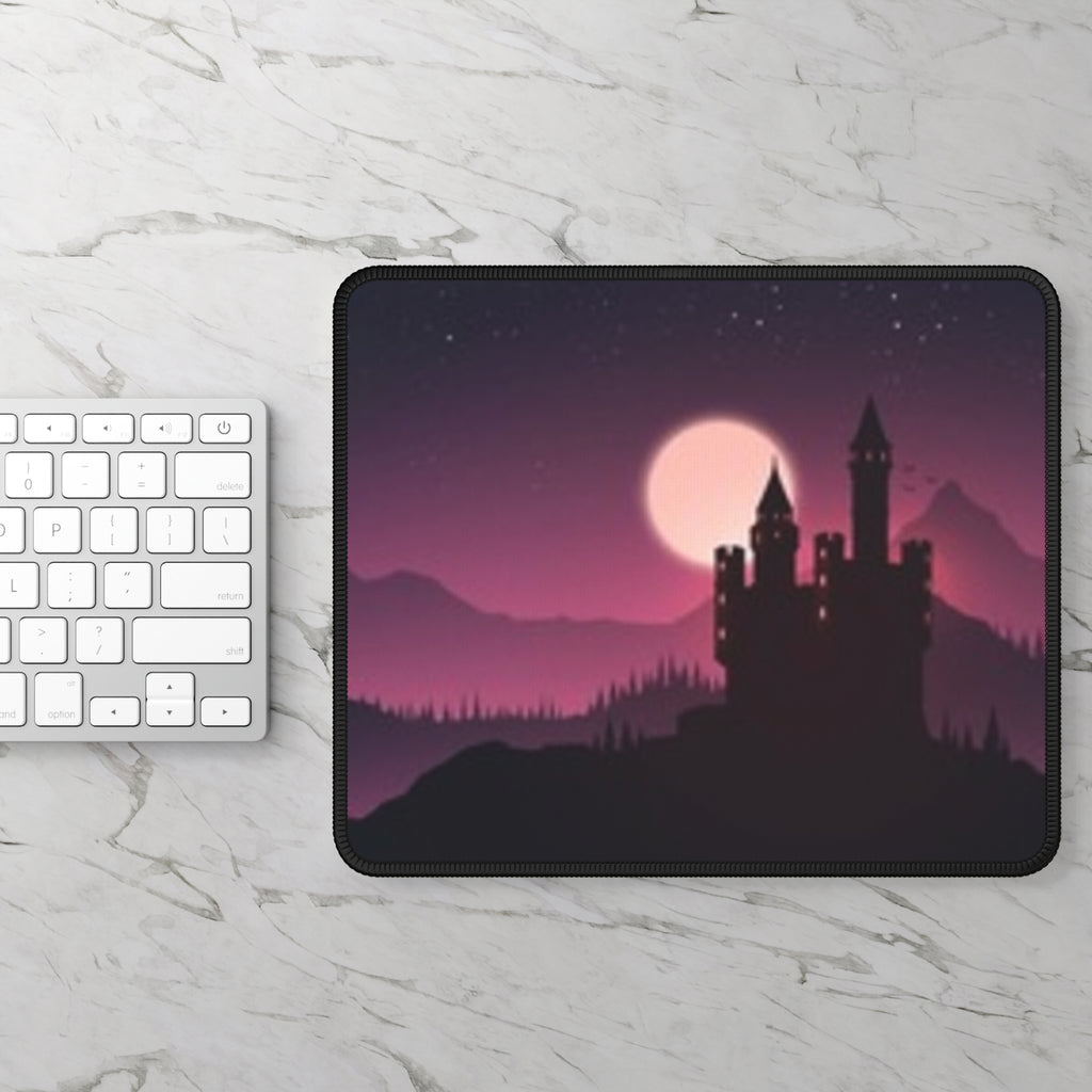 Castle Silhouette Gaming Mouse Pad — Mystical Moonlit Fantasy Desk Mat