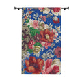 Floral Vintage Blue Curtain Panel — Bold Rose Print Window Drapery