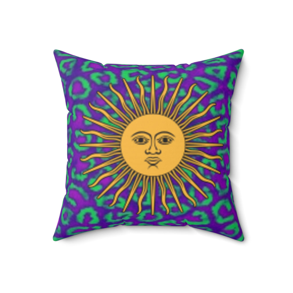 Decorative Throw Pillow — Fox & Sun Patterned Floral & Animal Print Square Accent Cushion