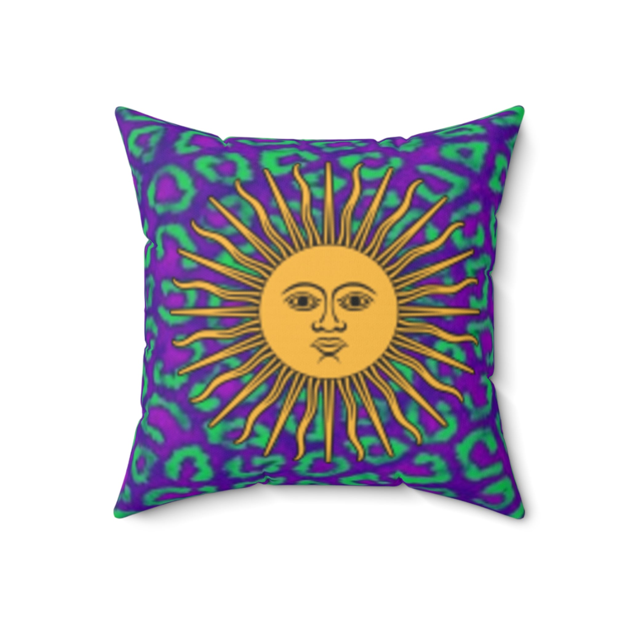 Decorative Throw Pillow — Fox & Sun Patterned Floral & Animal Print Square Accent Cushion