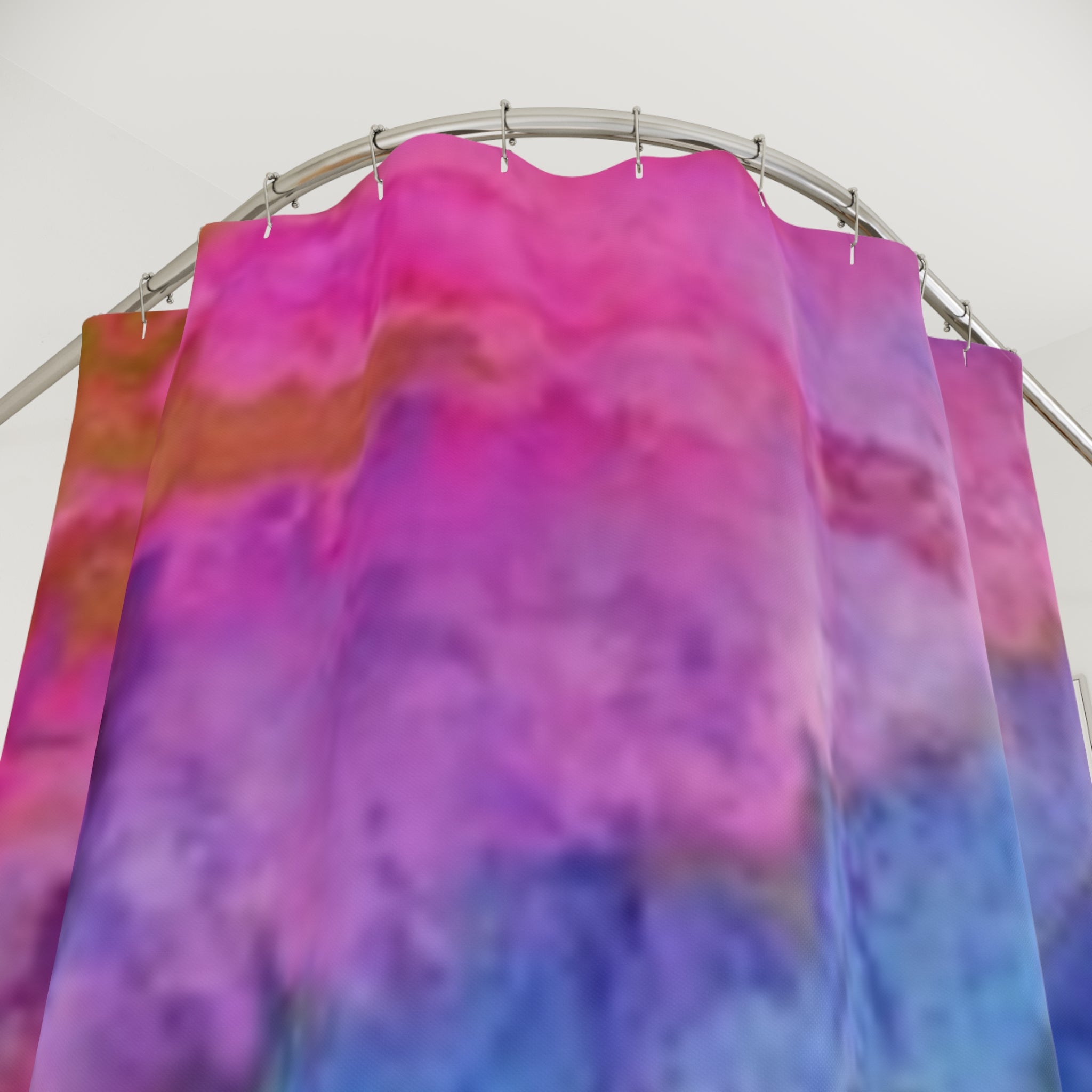 Abstract Watercolor Shower Curtain — Vibrant Pink Blue Ombre Bathroom Decor