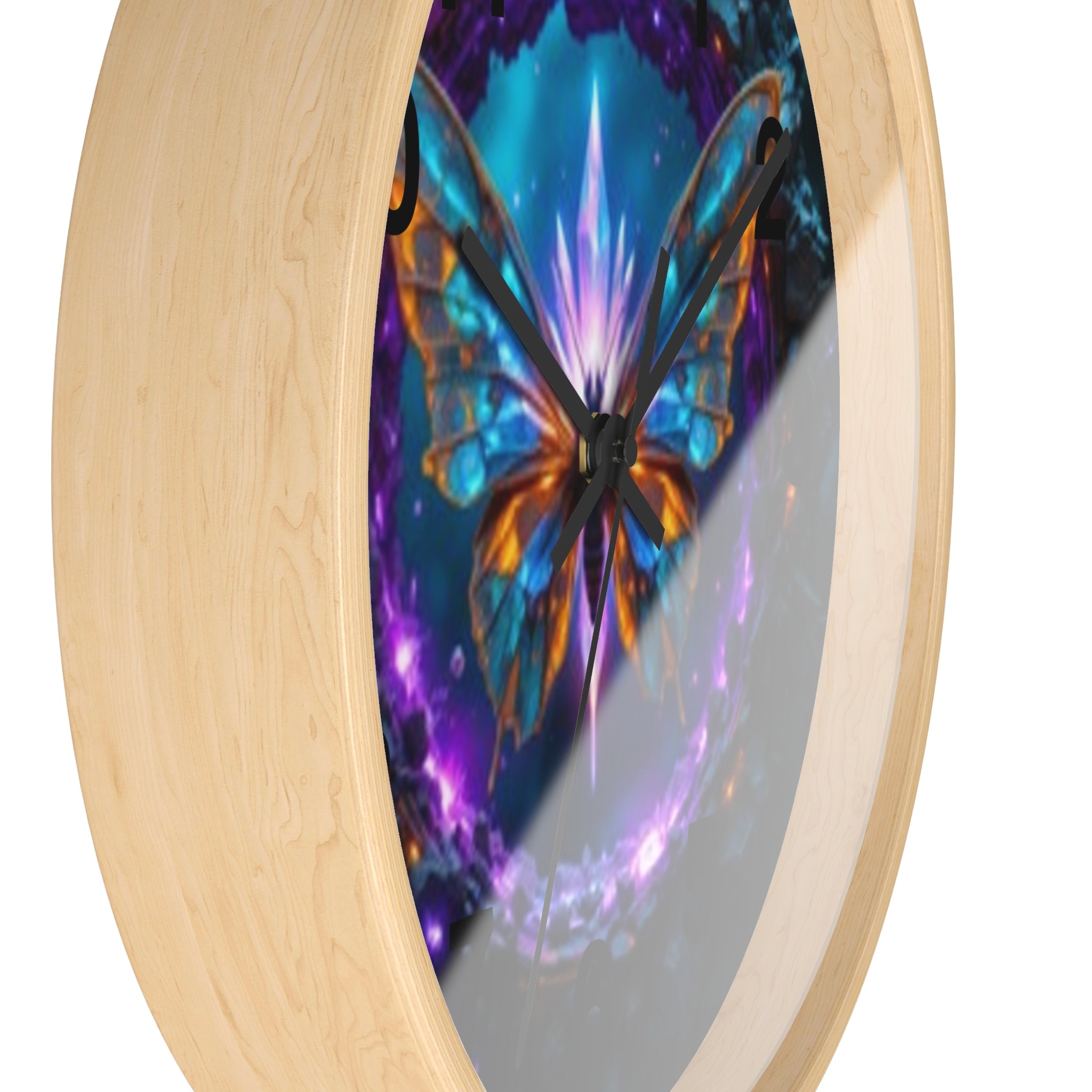Mystic Butterfly Wall Clock — Neon Fantasy Home Decor