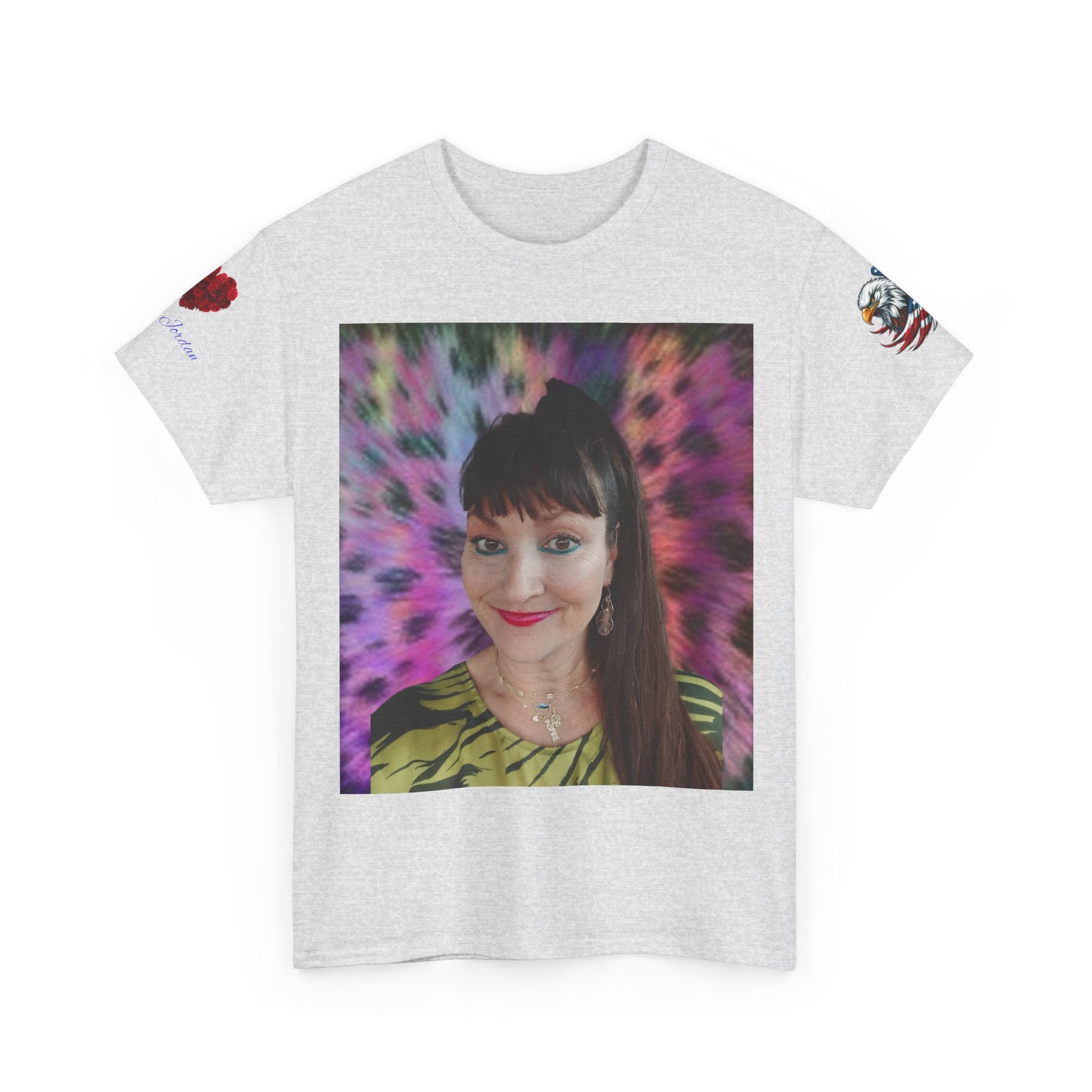 Mary Jordan Colorful Animal Print Patriotic Heart T-shirt