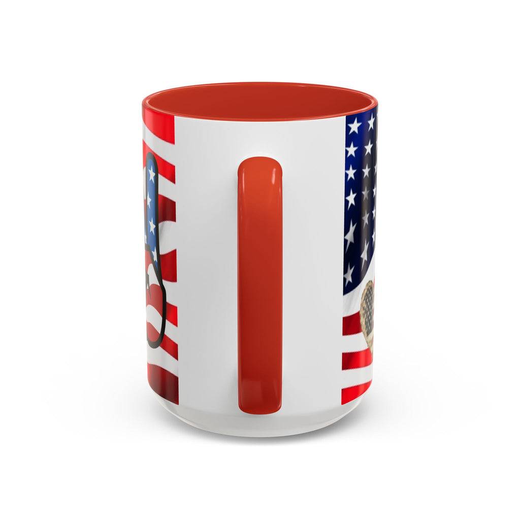 Patriotic President TRUMP Coffee Mug — American Flag Peace Sign & Smile