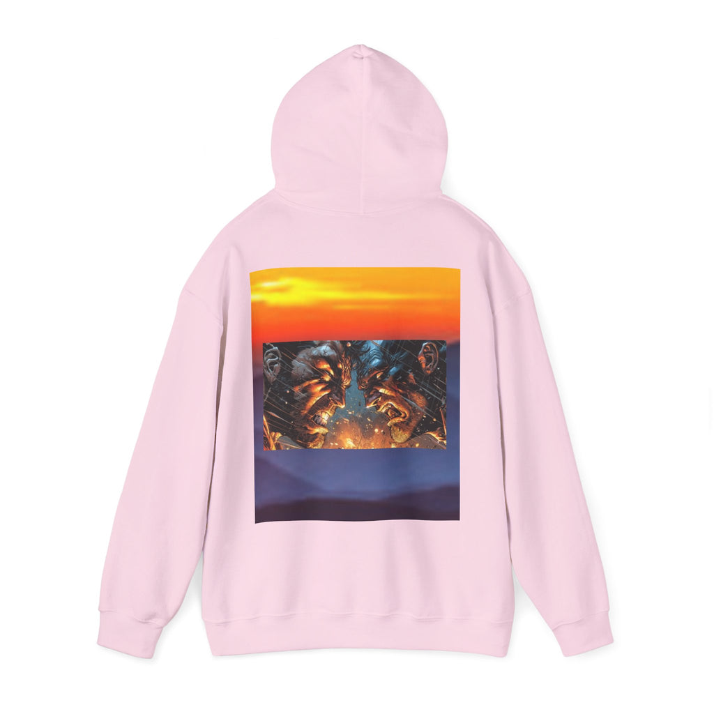 Marijuana Leaf Hoodie with Two Men Angry — Casual Streetwear Pullover