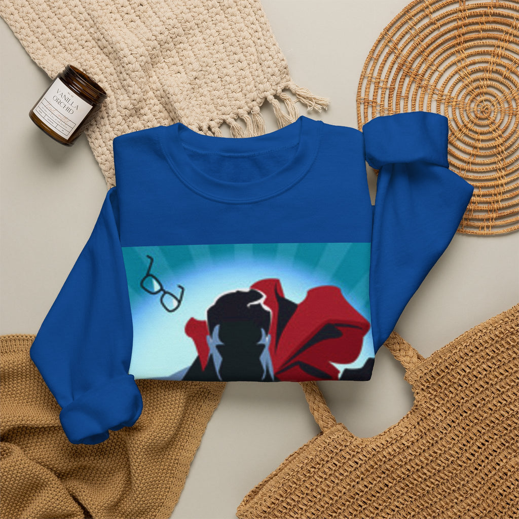 Superhero Fighting for America Crewneck Sweatshirt — Cape & Shield Graphic