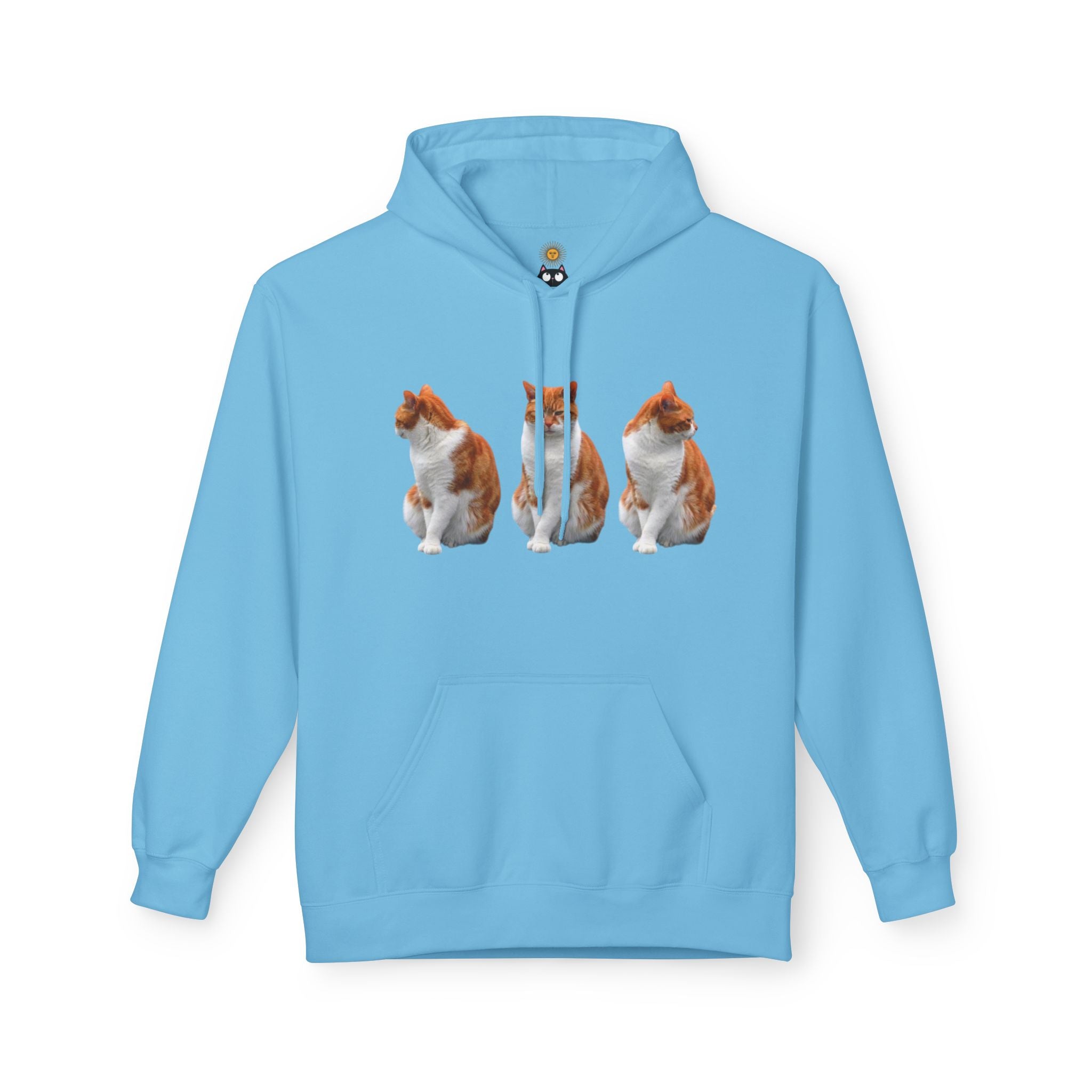 Sweat à capuche pour femmes trio de chats mignons – Imprimé fantaisiste chats orange et noir