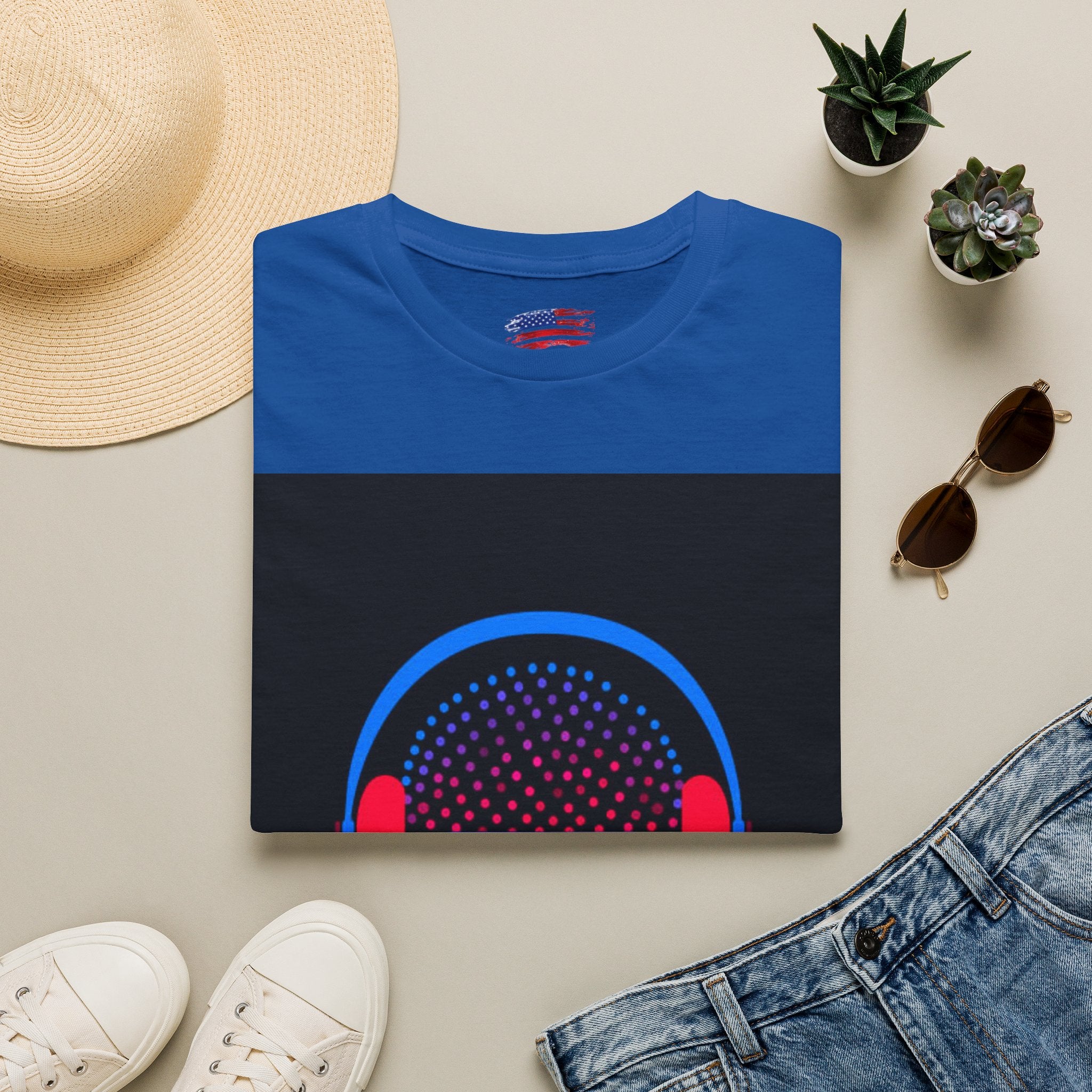 Unisex Softstyle T-Shirt Man wearing earphones skeleton shooting the bird